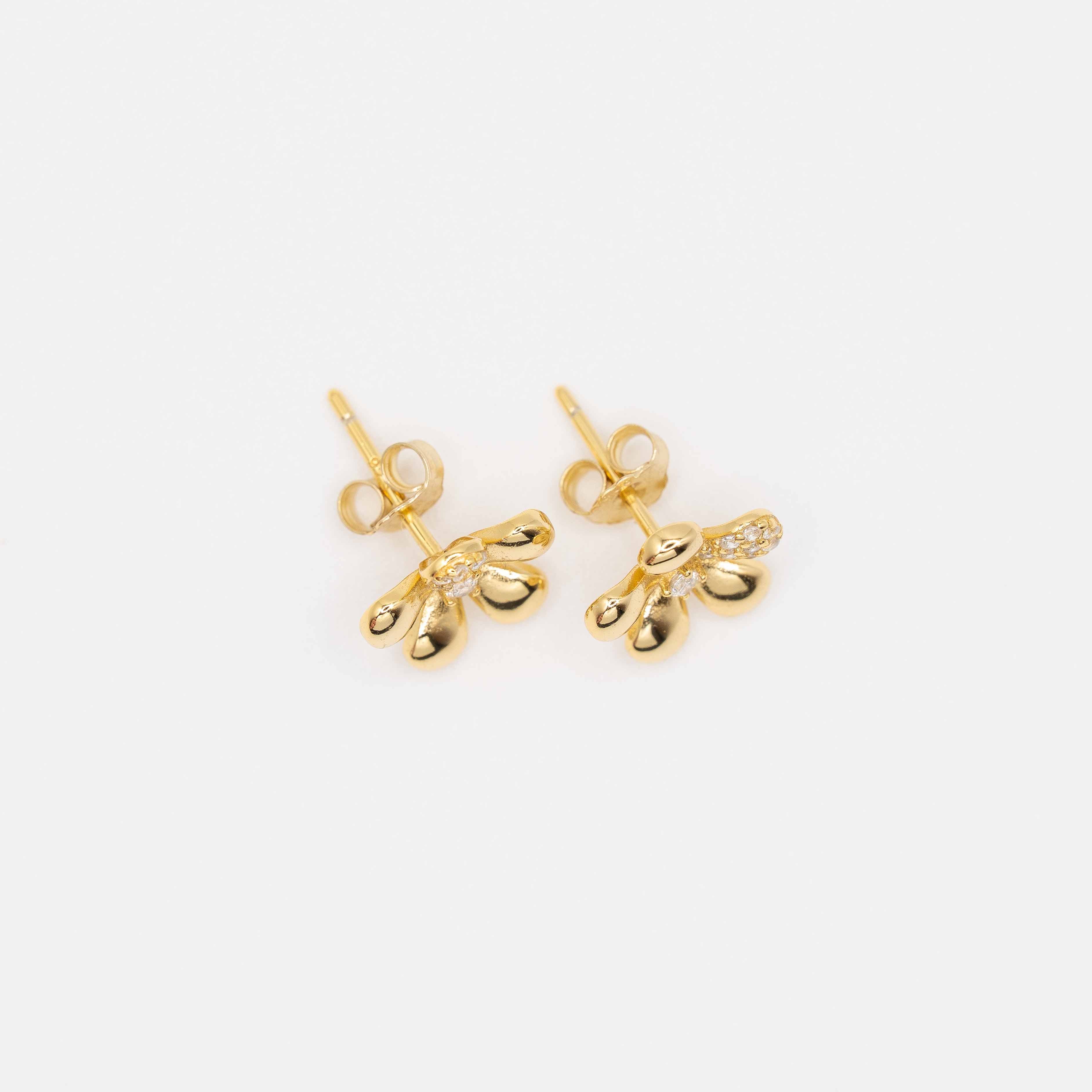Audrey Gold Daisy Pave Stud Earrings
