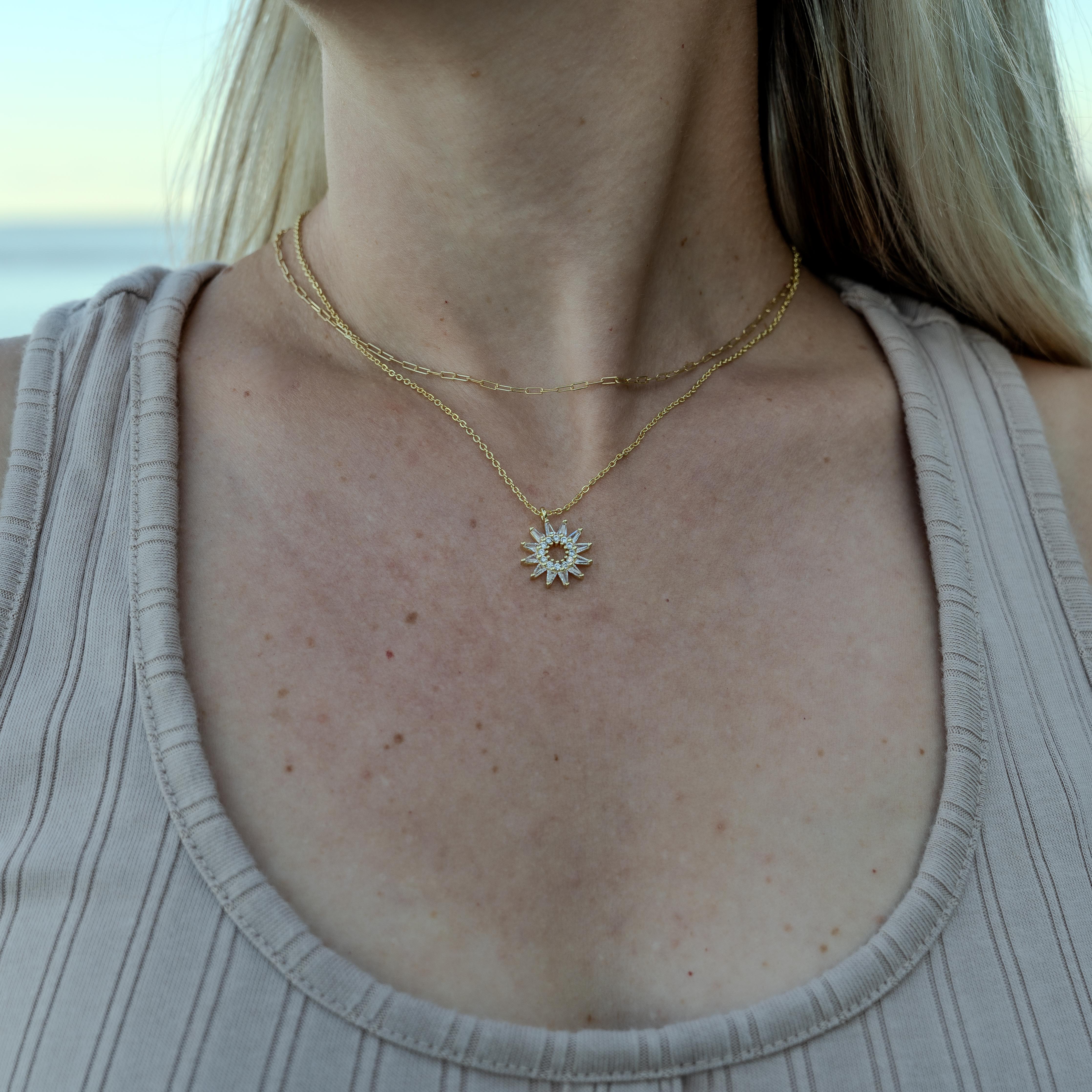 Aurelia Gold Crystal Sun Neckace