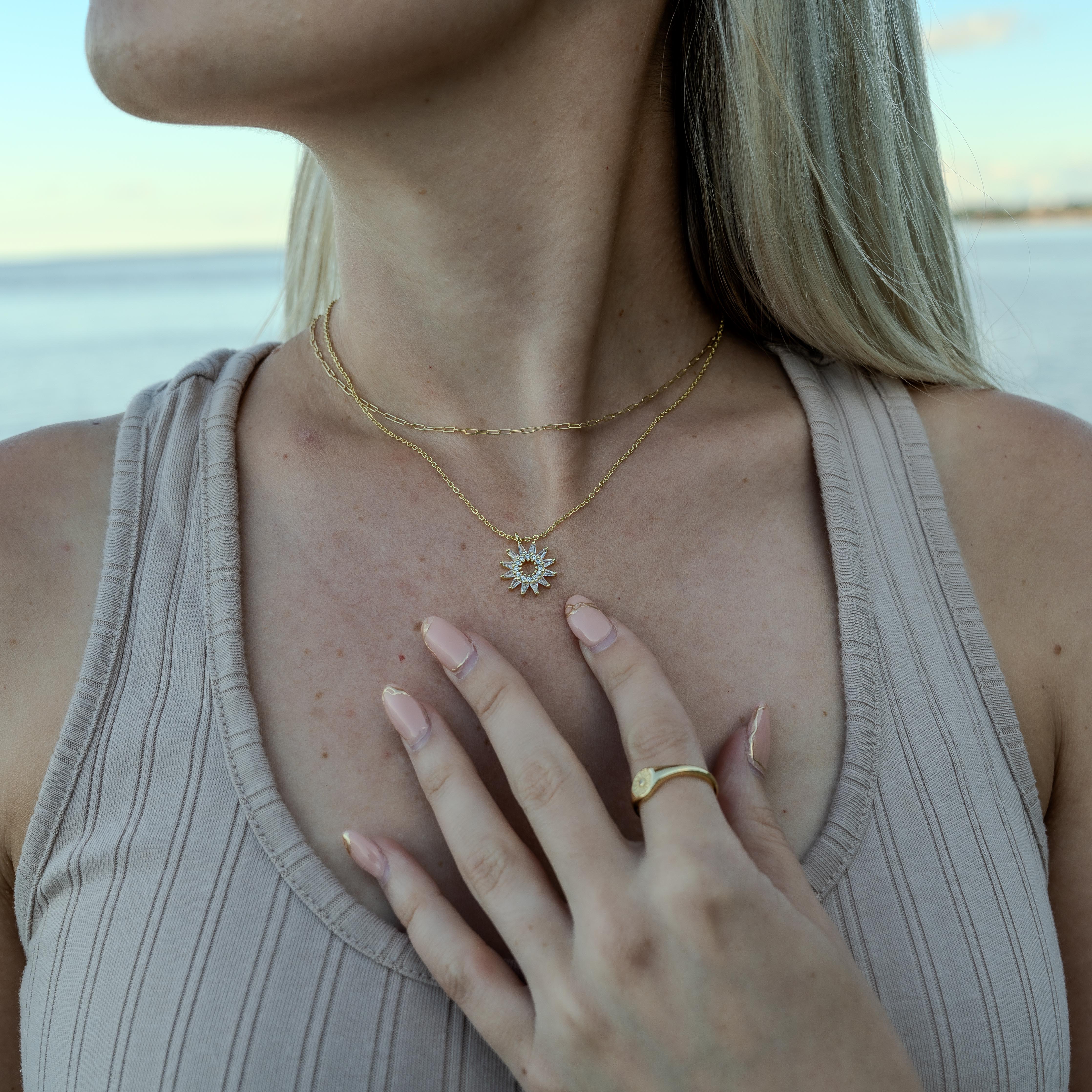 Aurelia Gold Crystal Sun Neckace