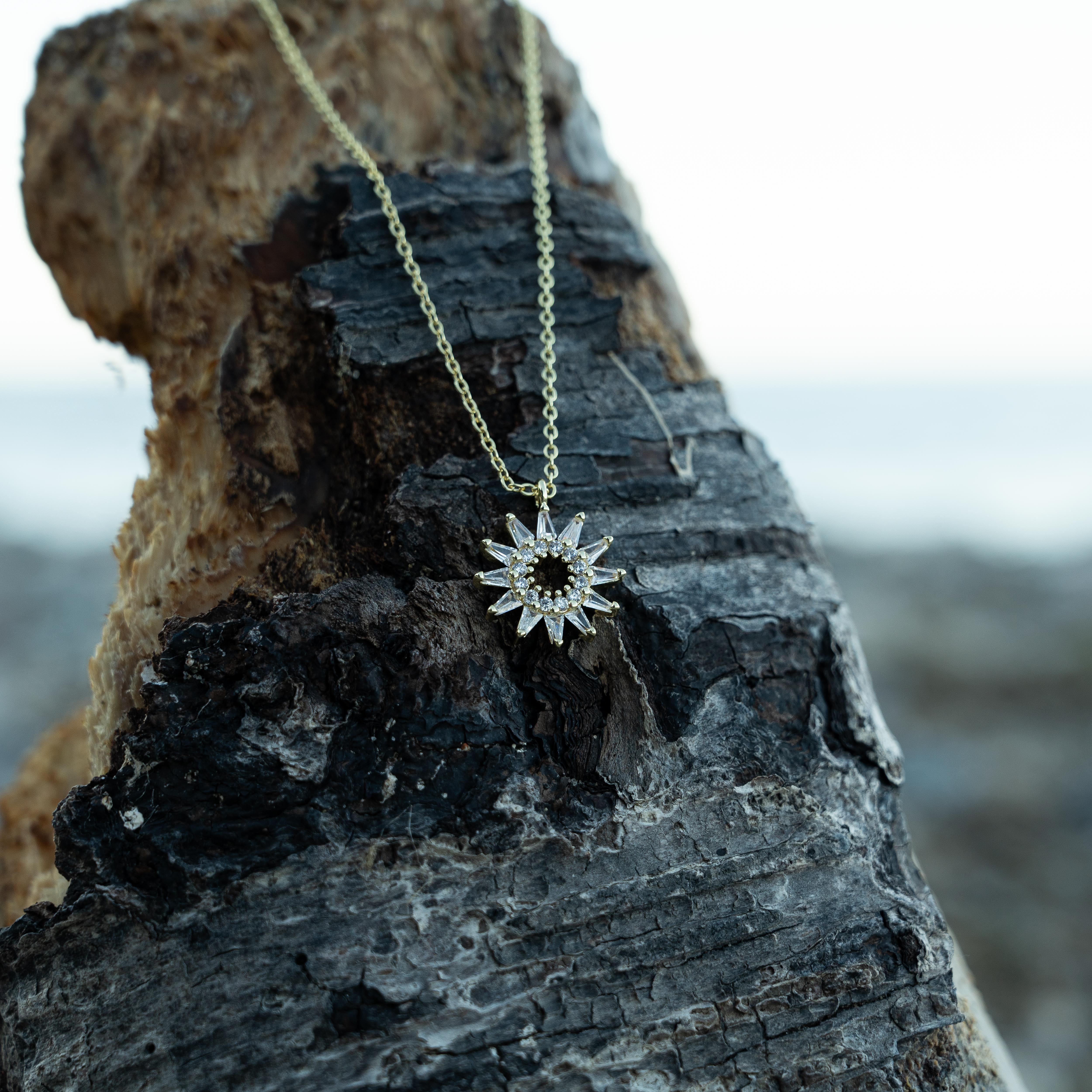 Aurelia Gold Crystal Sun Neckace