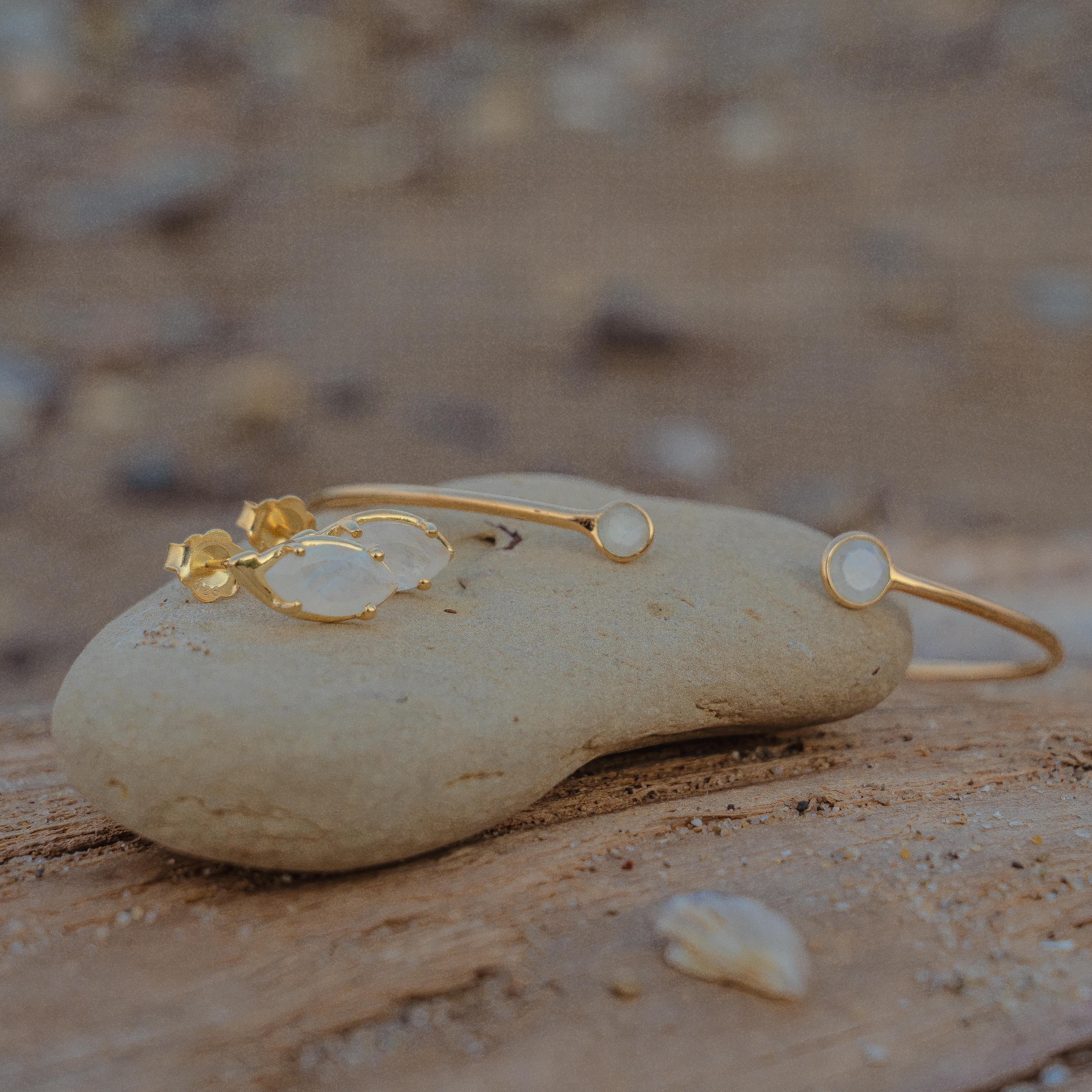 Selene Gold Rainbow Moonstone Cuff Bracelet