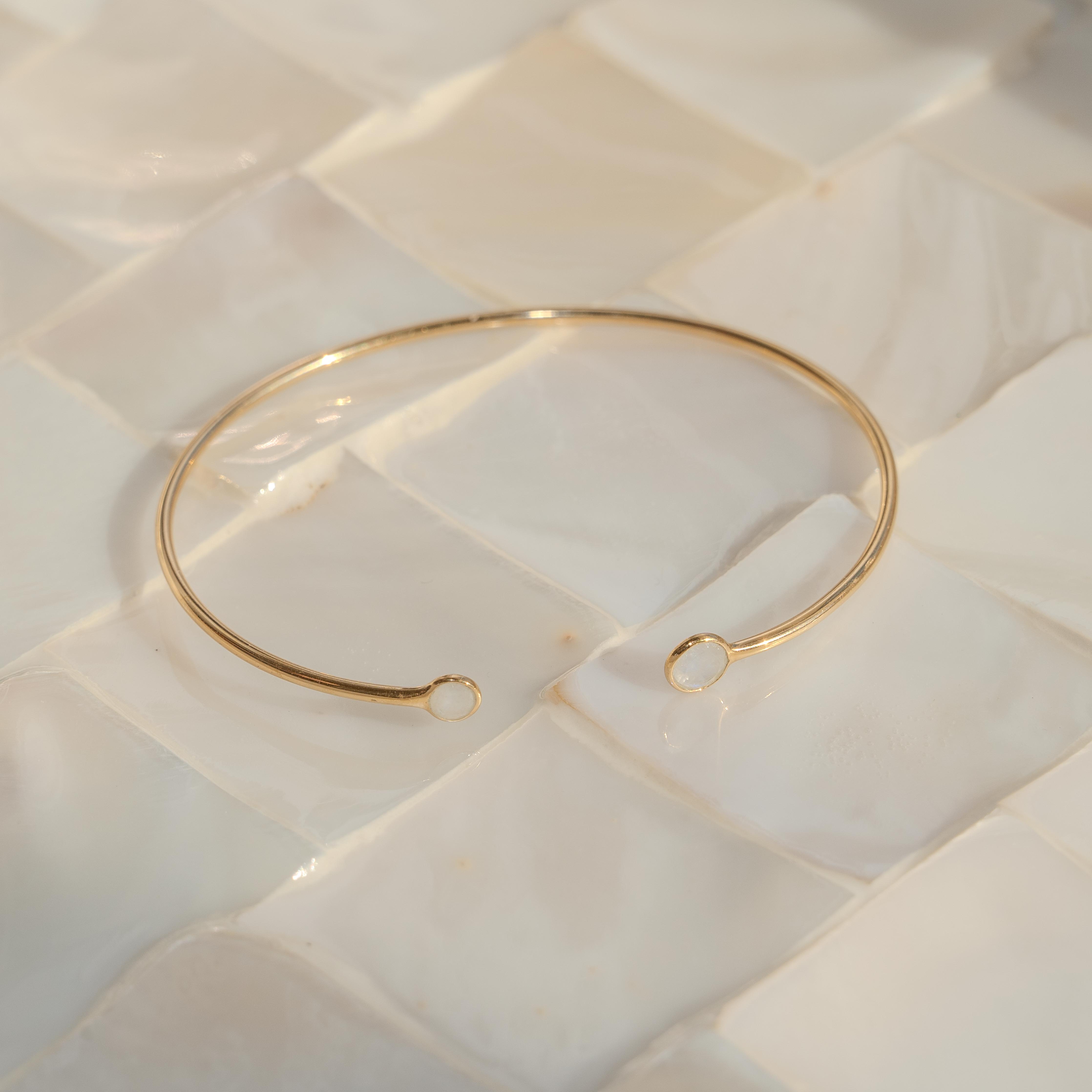 Selene Gold Rainbow Moonstone Cuff Bracelet