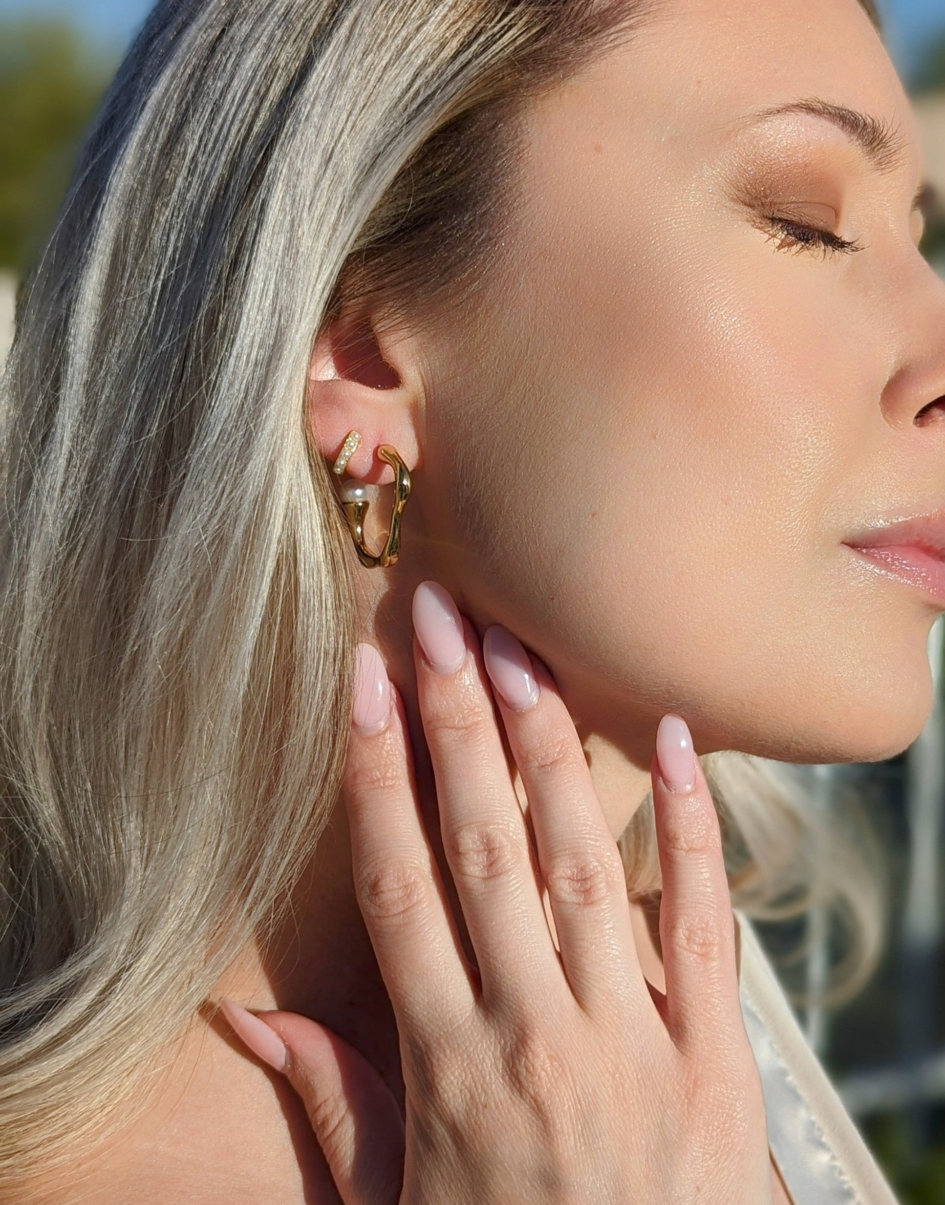 Charlotte Gold Vermeil Pearl Huggie Earrings
