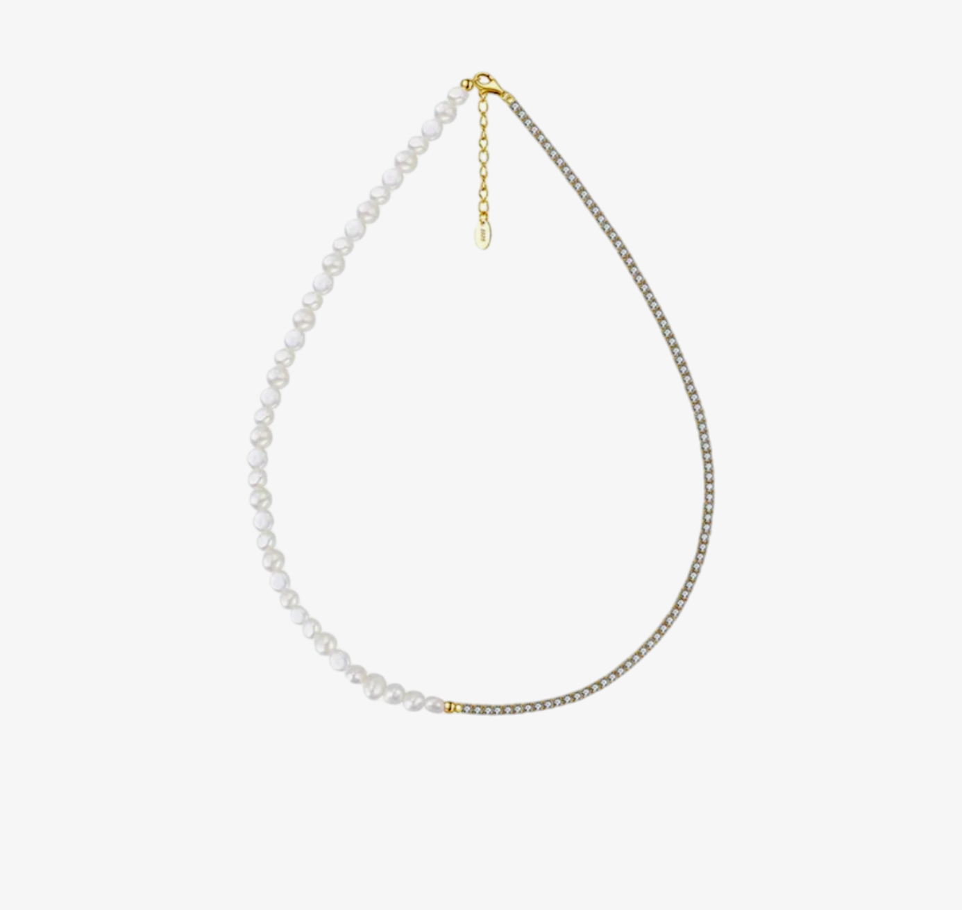 Janina Gold Freshwater Pearl Tennis Chain Necklace