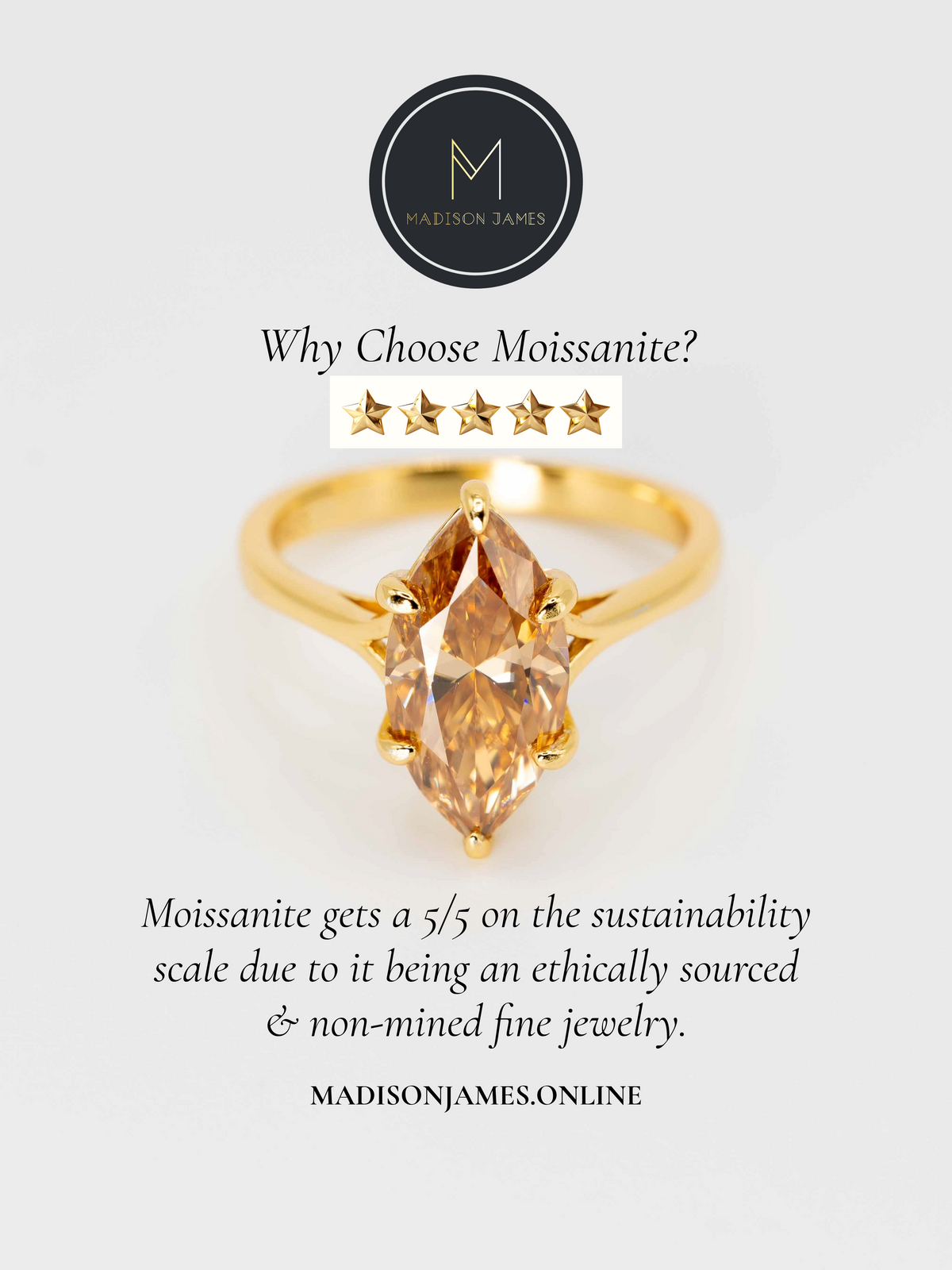 Vivienne Champagne Moissanite Ring