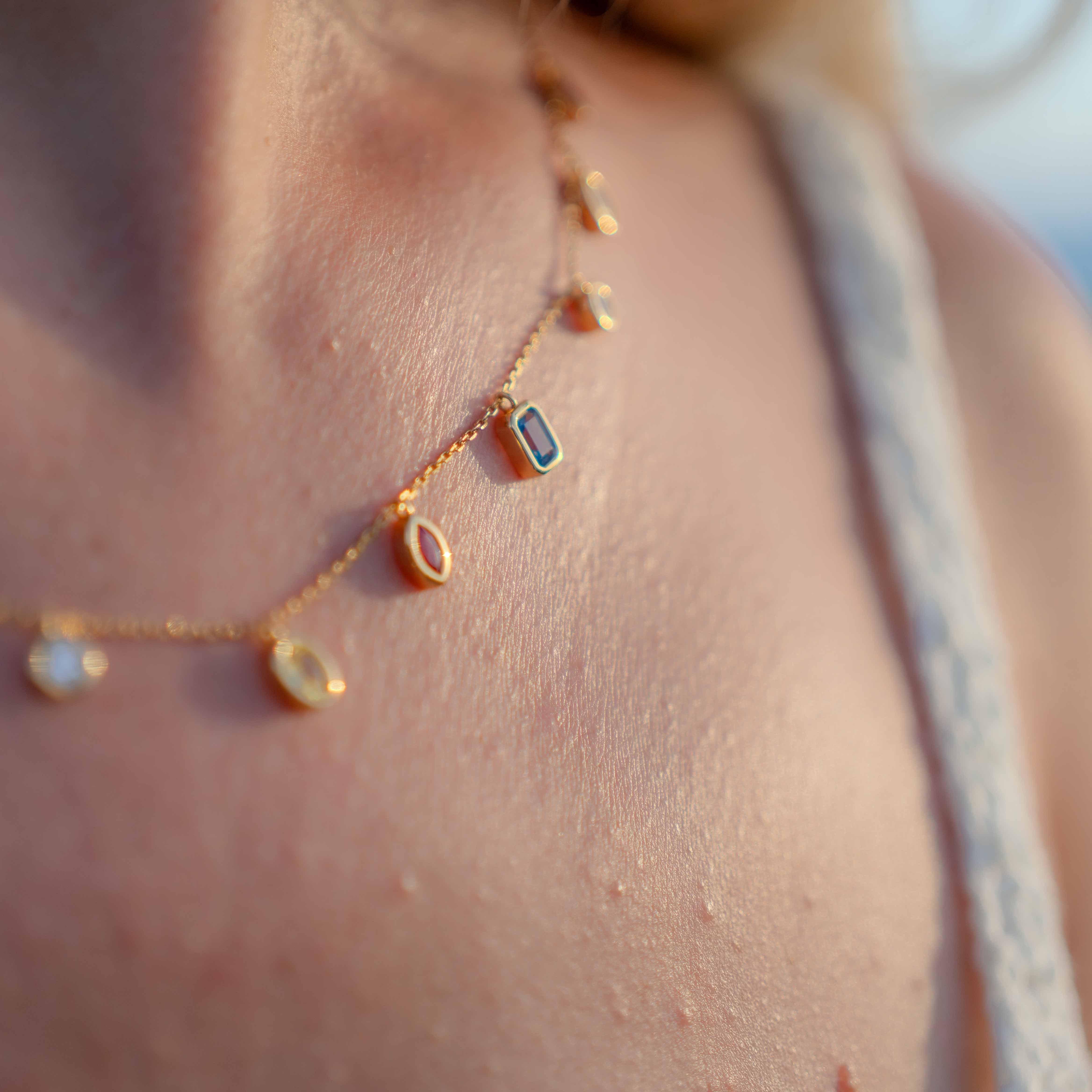Juliet Gemstone Drop Shaker Necklace
