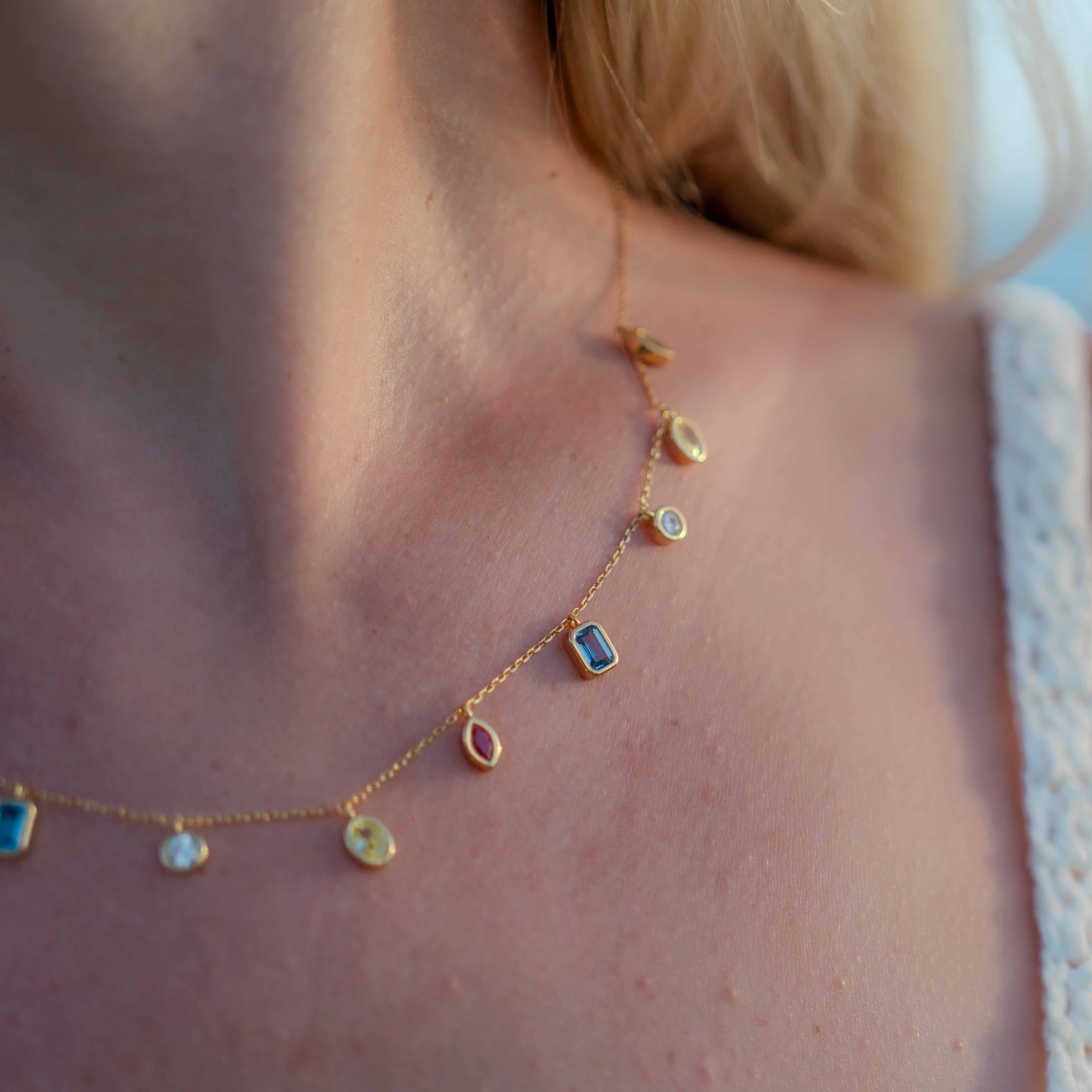 Juliet Gemstone Drop Shaker Necklace