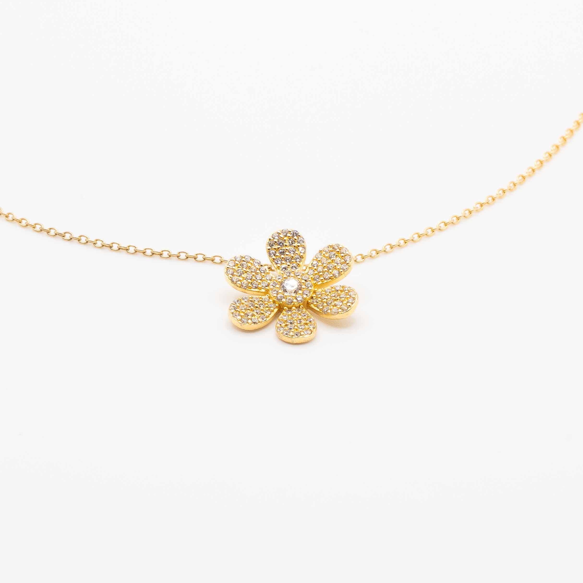 Audrey Gold Daisy Pave Necklace
