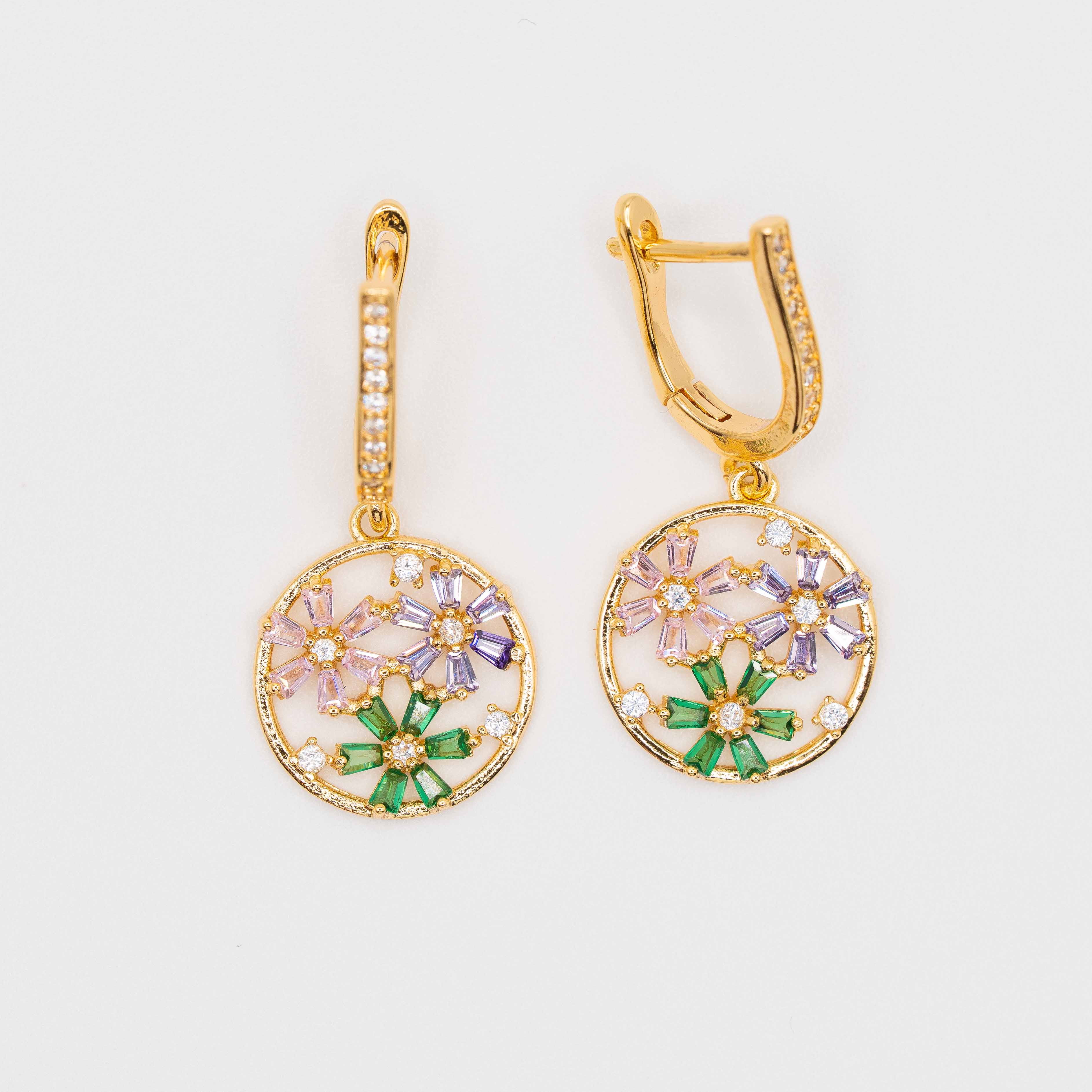 Betty Gold Floral Gemstone Charm Earrings *Limited Edition*