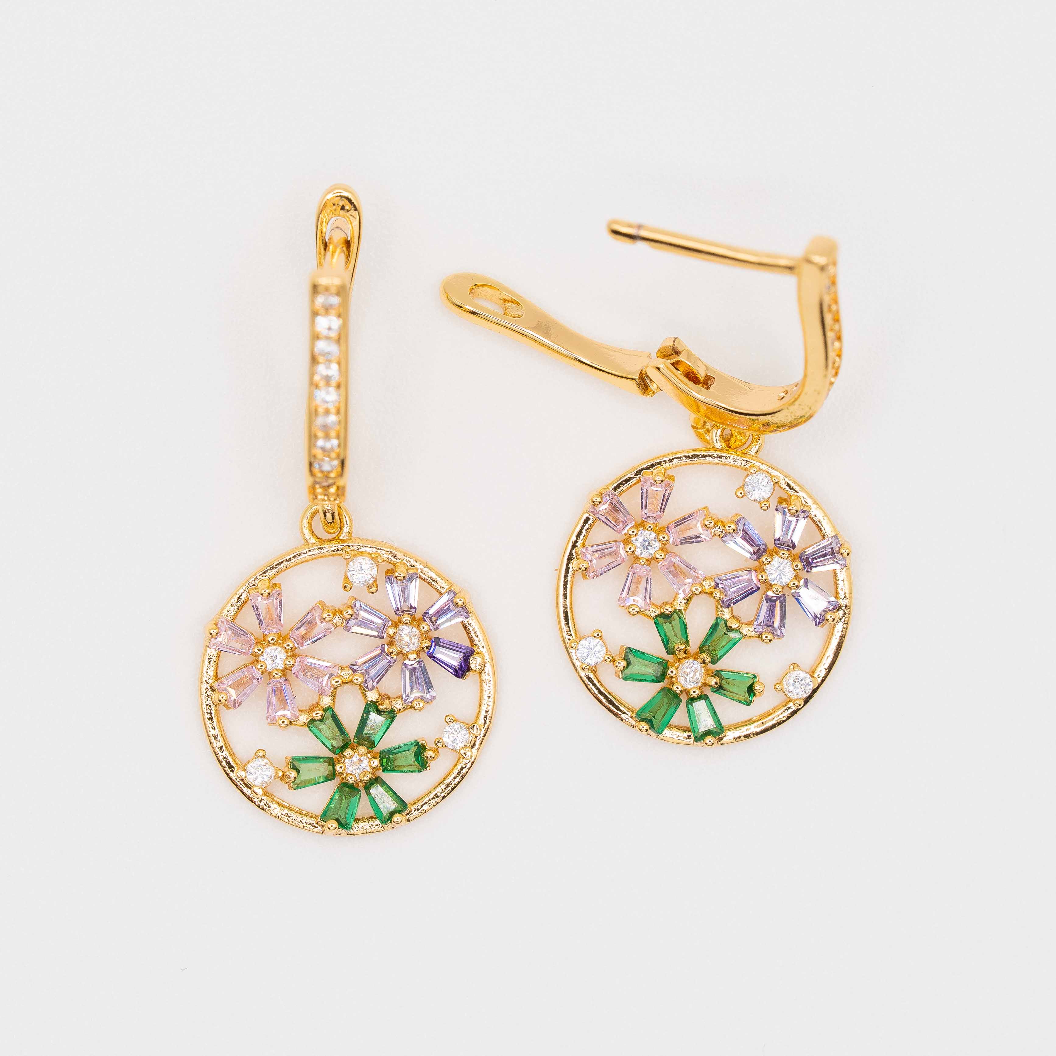 Betty Gold Floral Gemstone Charm Earrings *Limited Edition*