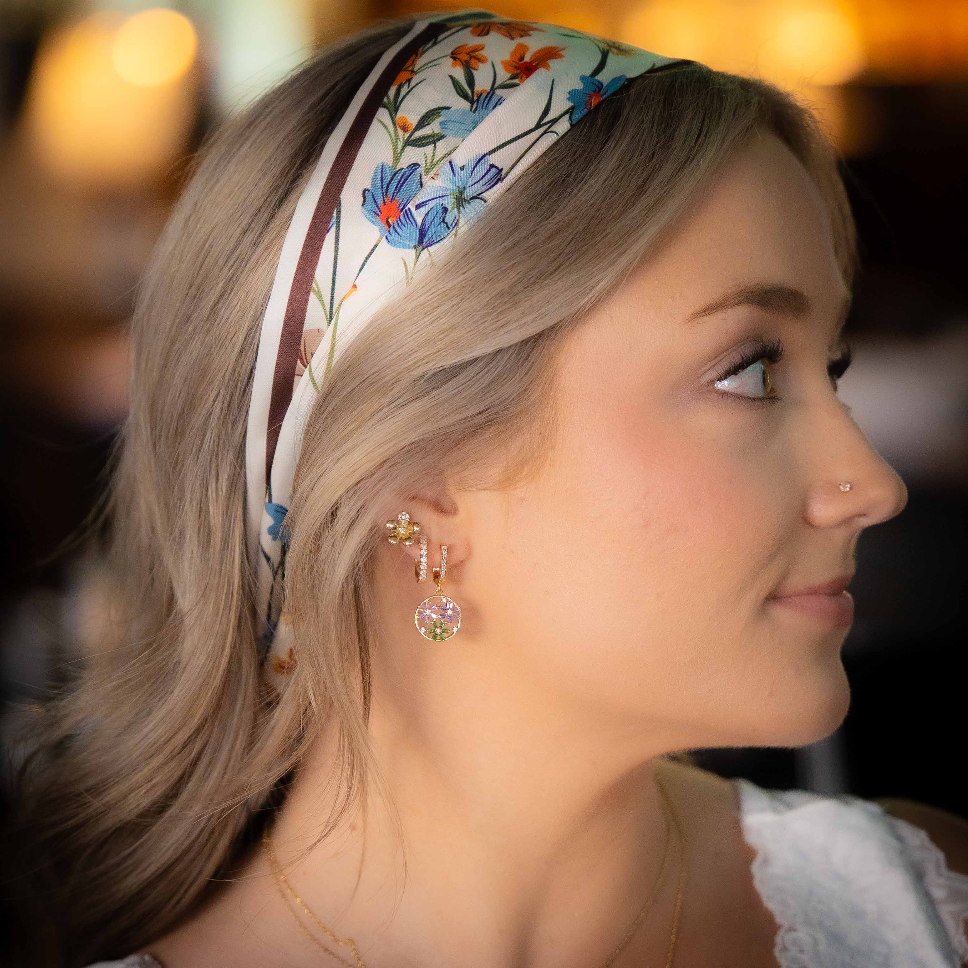 Audrey Gold Daisy Pave Stud Earrings