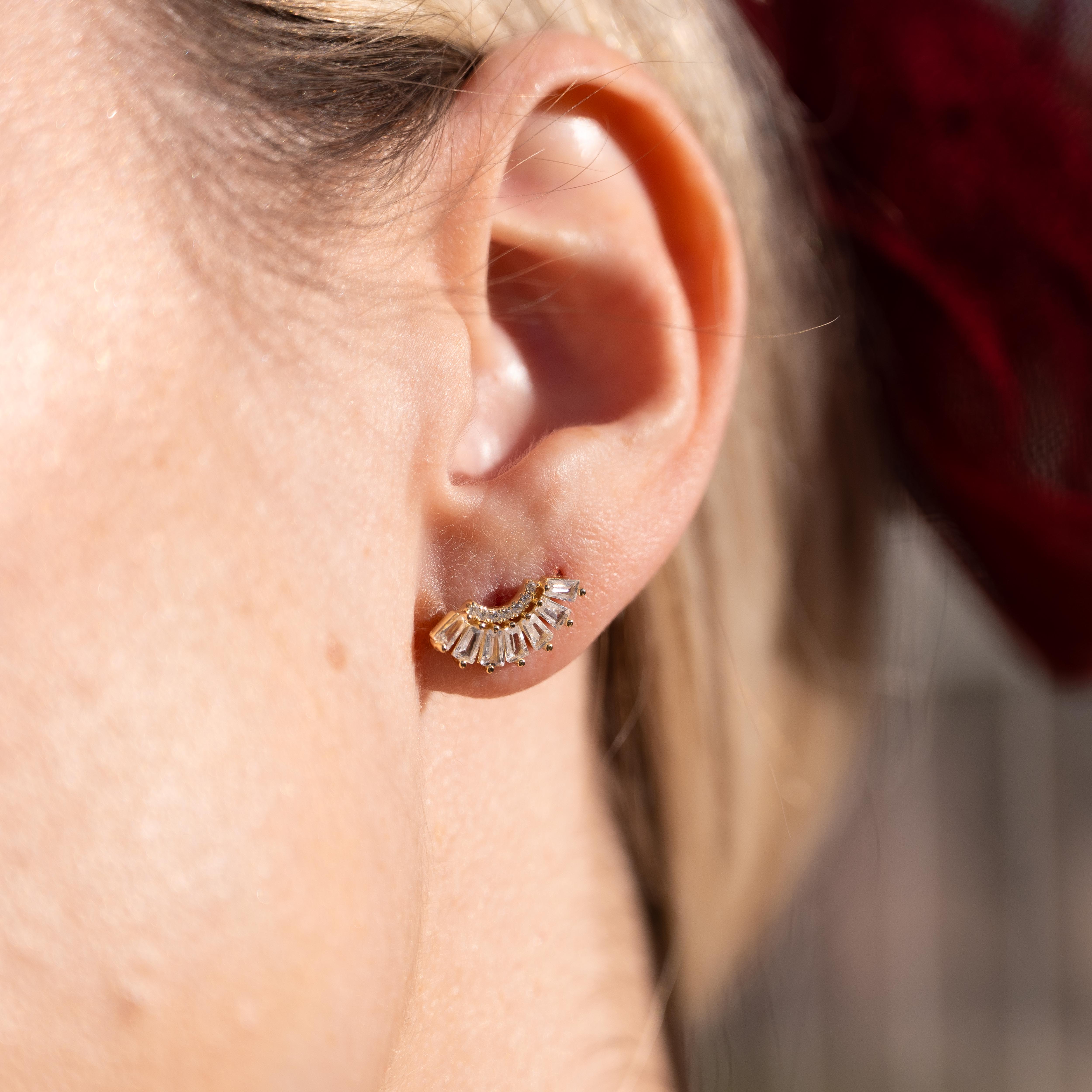 Clara Crystal Scallop Stud Earrings