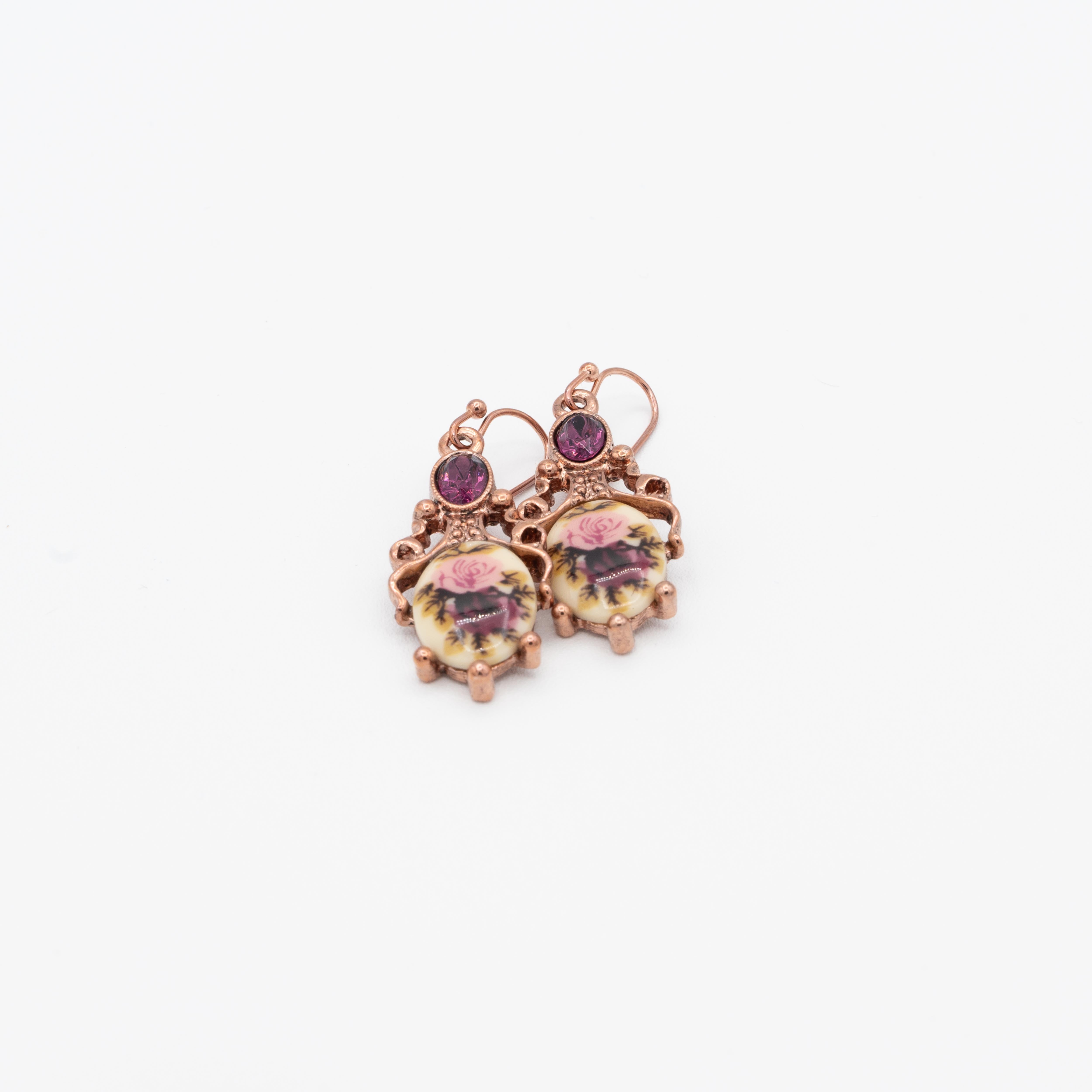 Josephine Floral Stone & Amethyst Crystal Drop Earrings