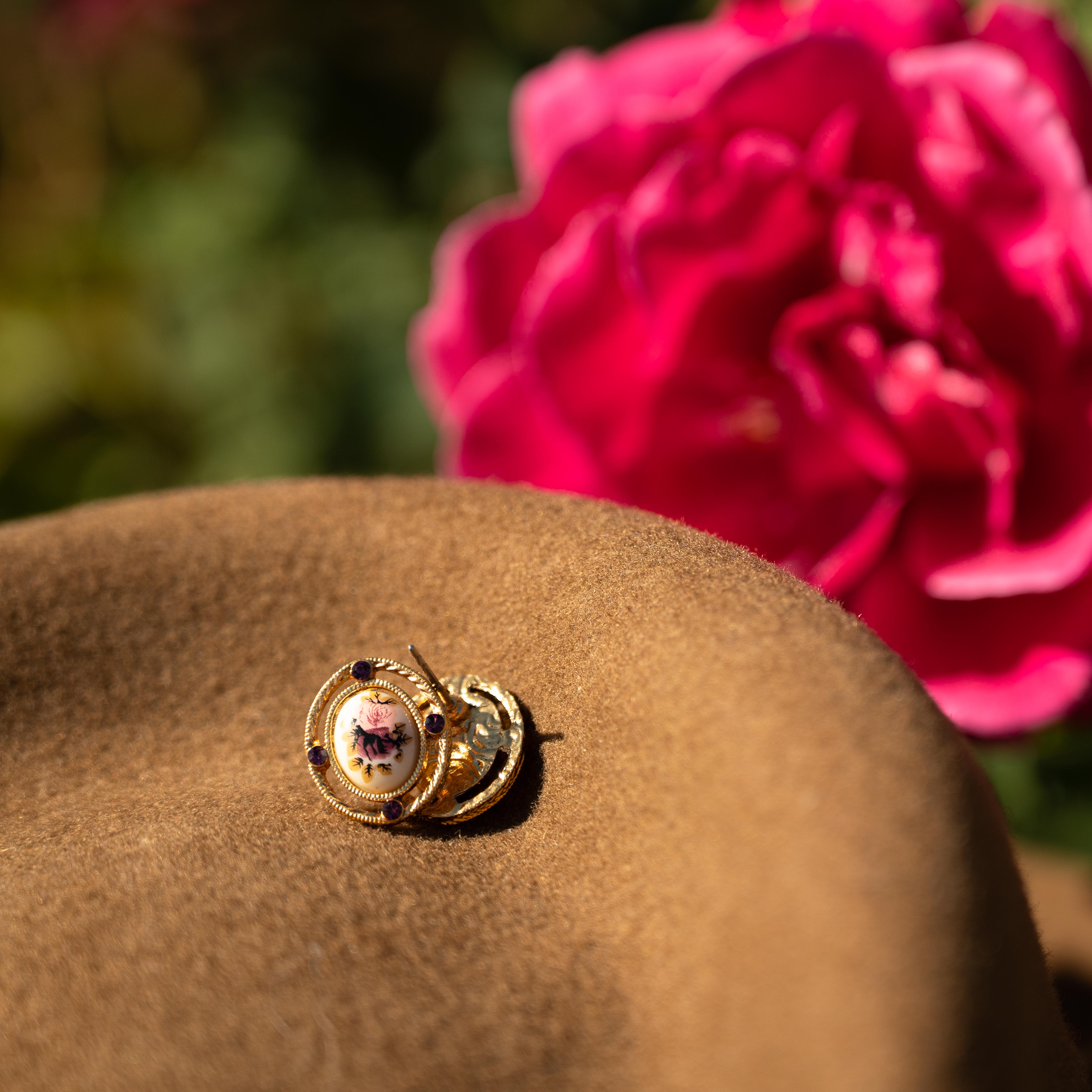 Josephine Floral Stone & Amethyst Crystal Stud Earrings