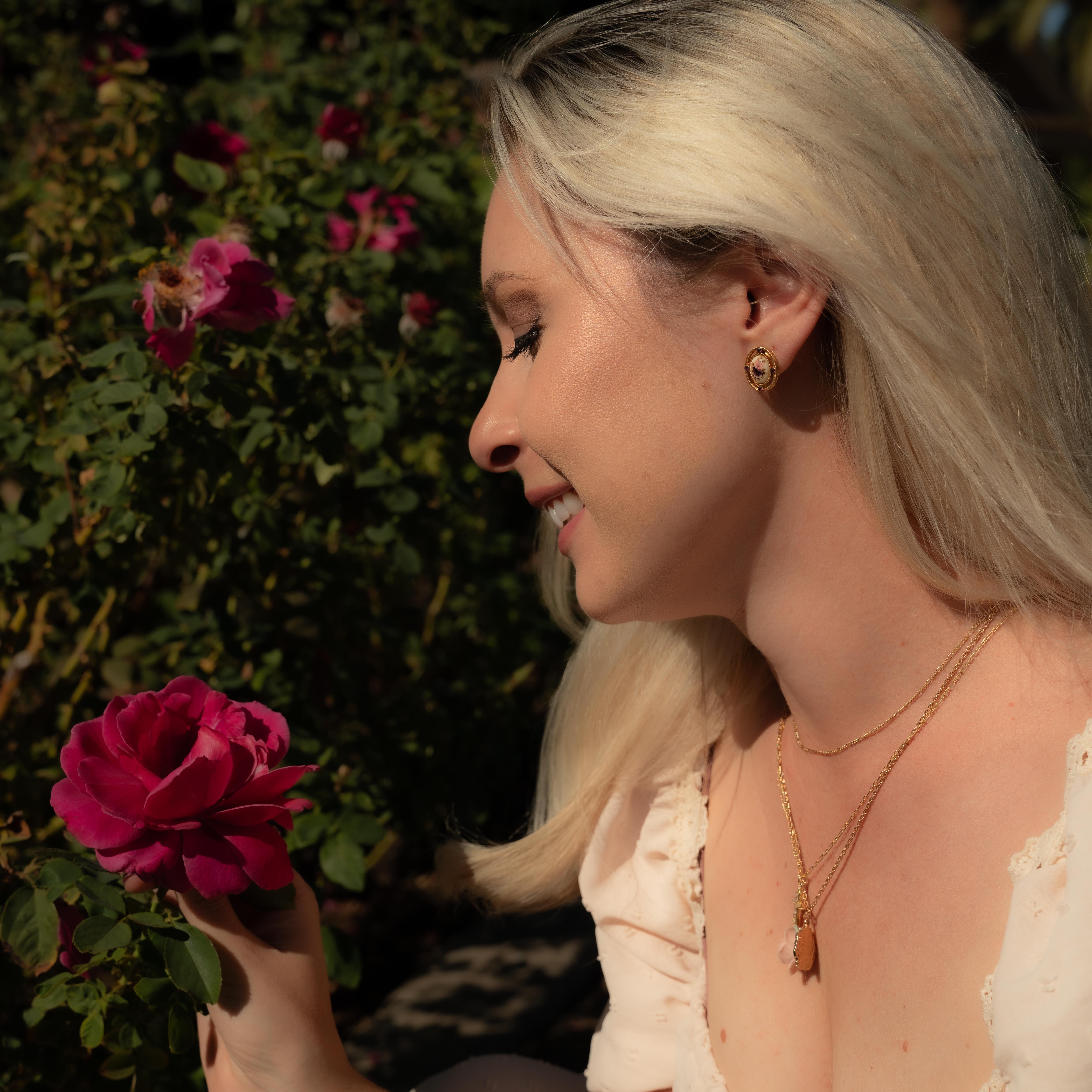 Josephine Floral Stone & Amethyst Crystal Stud Earrings
