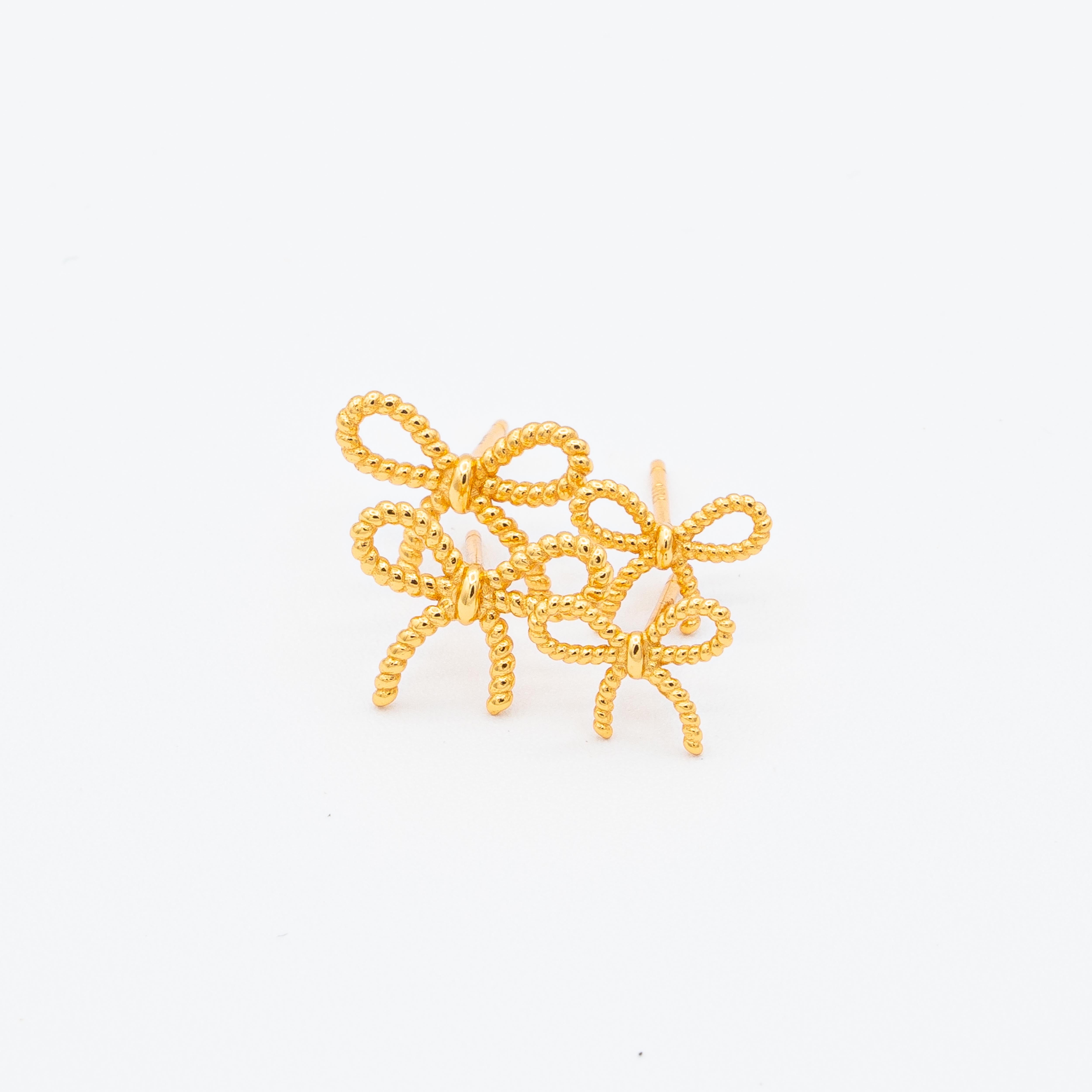 Molly Delicate Rope Bow Stud Earrings (Small)