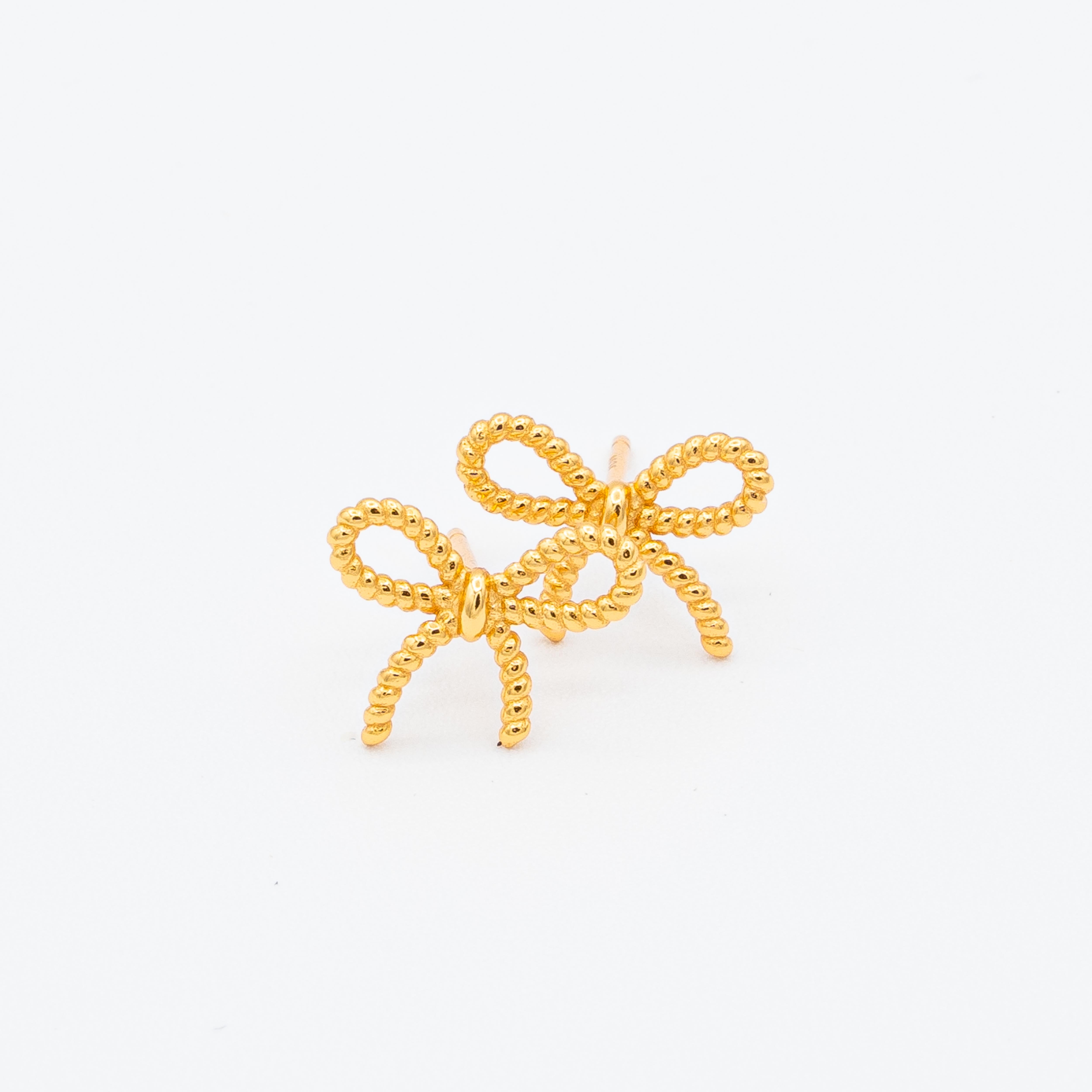 Molly Delicate Rope Bow Stud Earrings (Large)