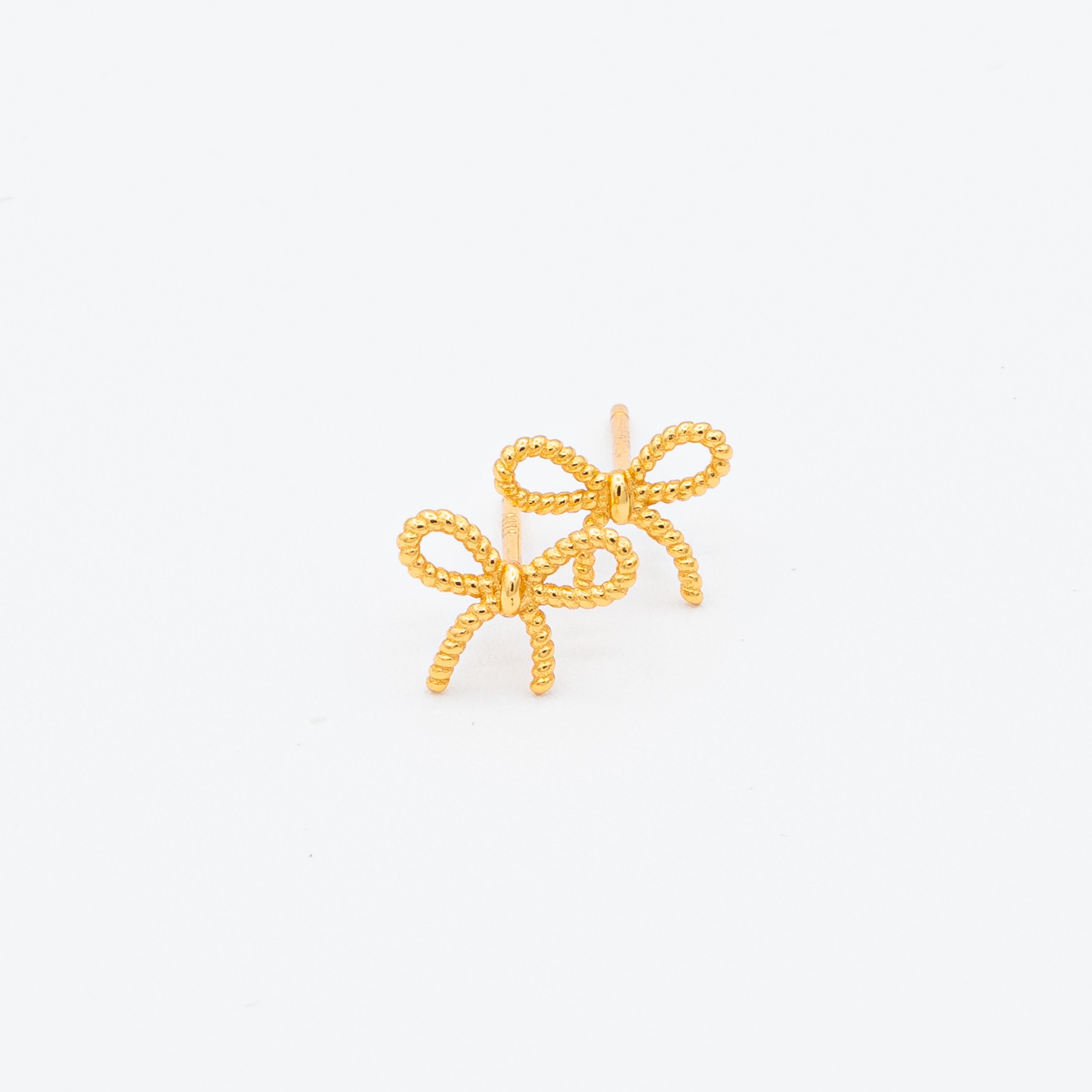 Molly Delicate Rope Bow Stud Earrings (Small)