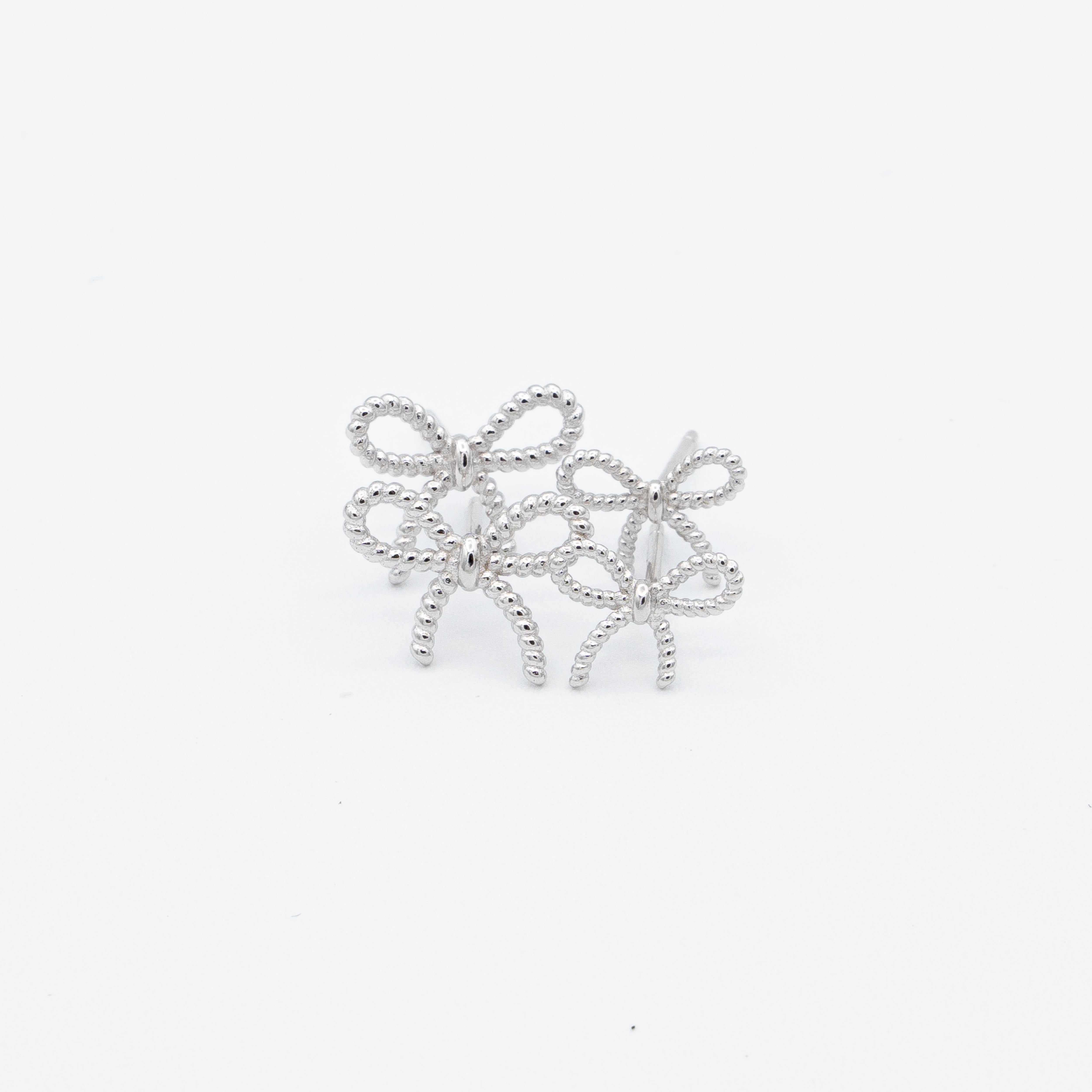 Molly Delicate Rope Bow Stud Earrings (Small)