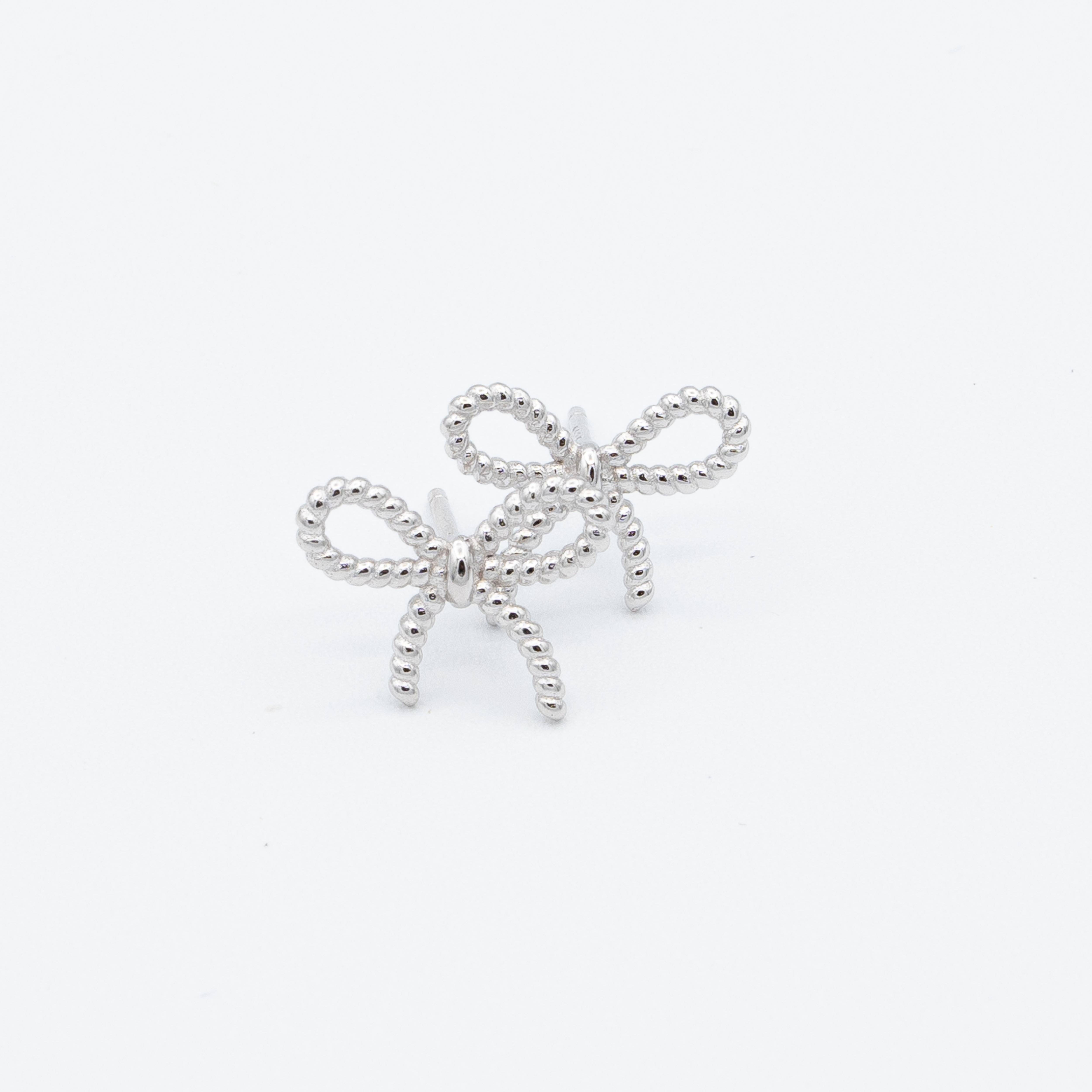 Molly Delicate Rope Bow Stud Earrings (Large)