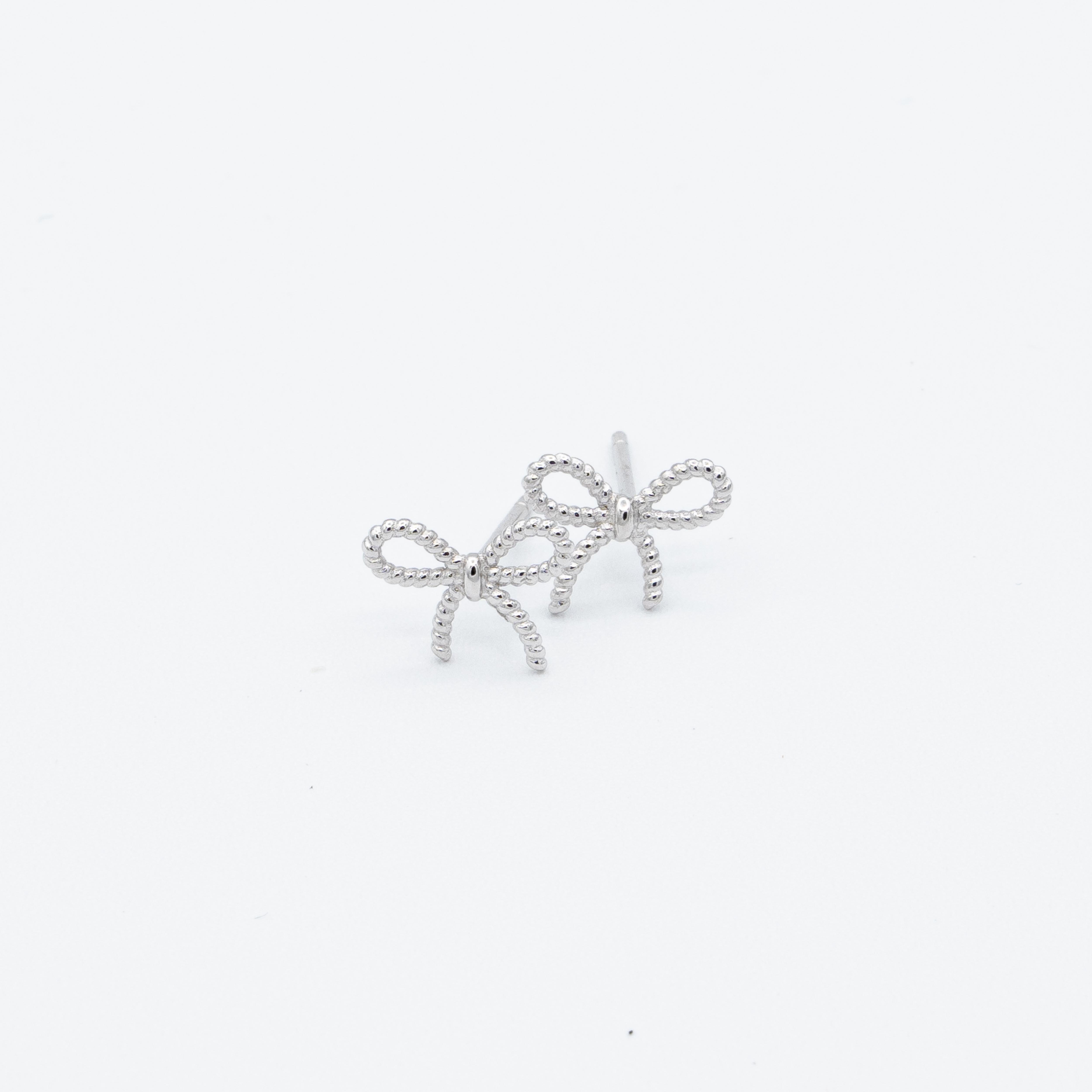 Molly Delicate Rope Bow Stud Earrings (Small)