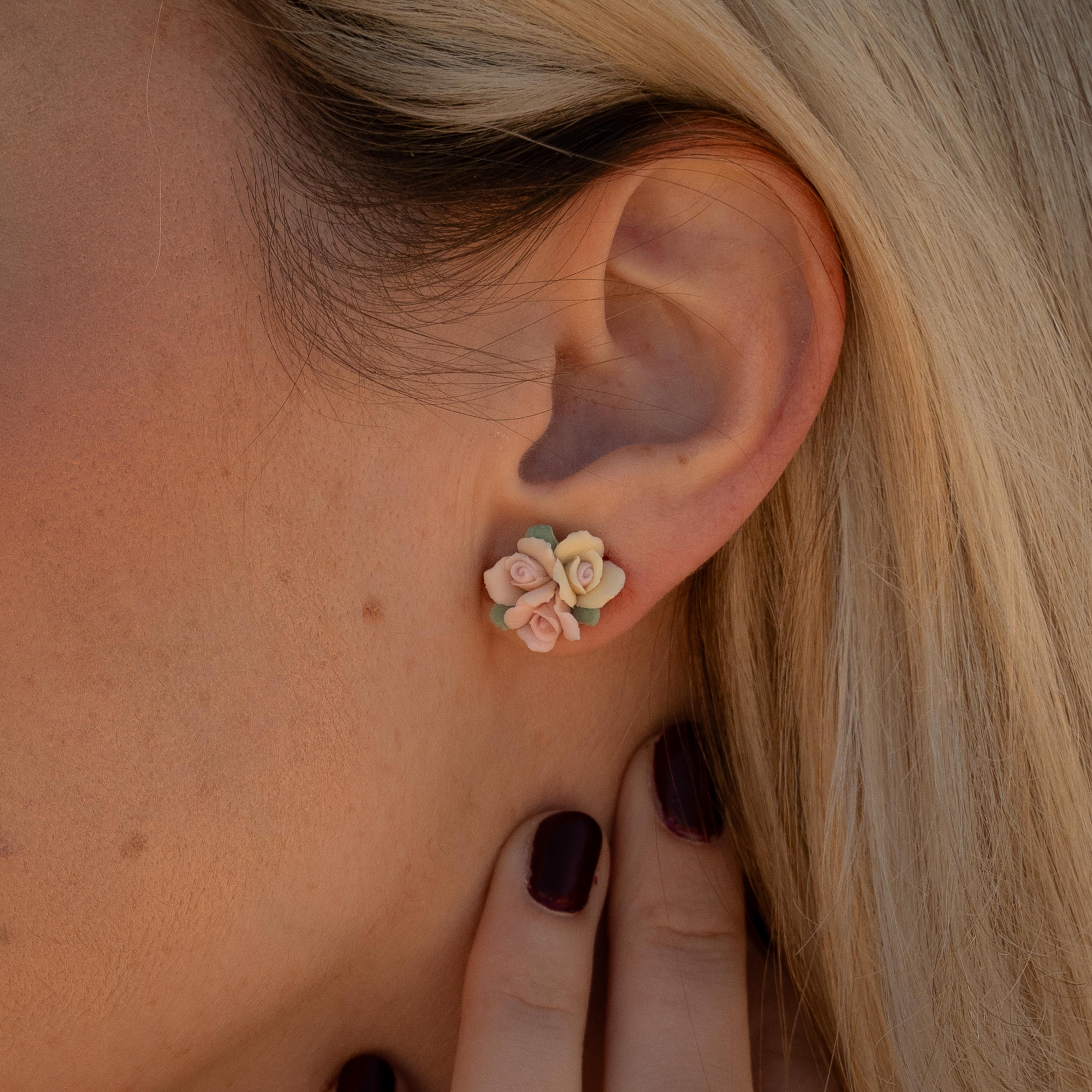 Rose Porcelain Stud Earrings