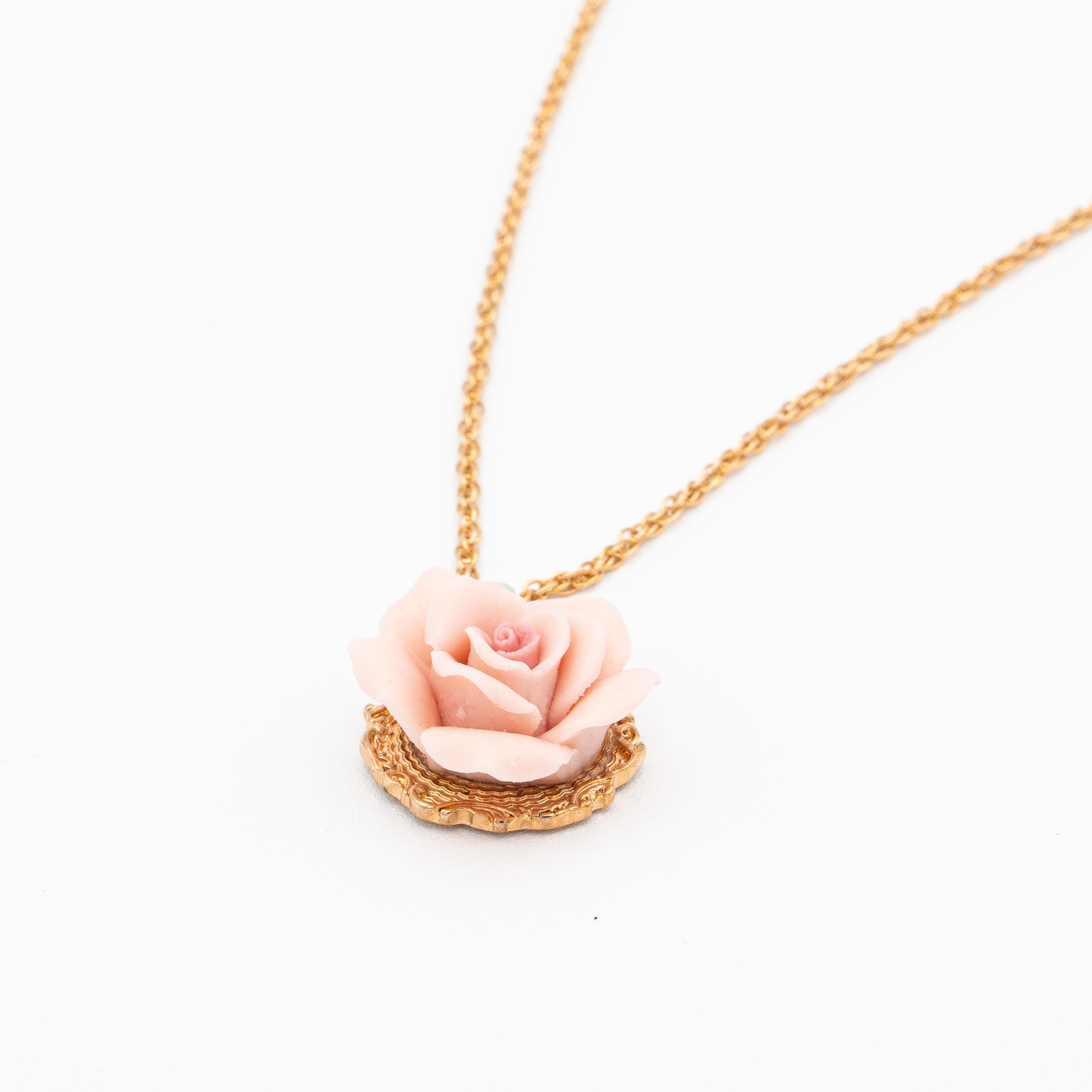 Rose Porcelain Pendant Necklace
