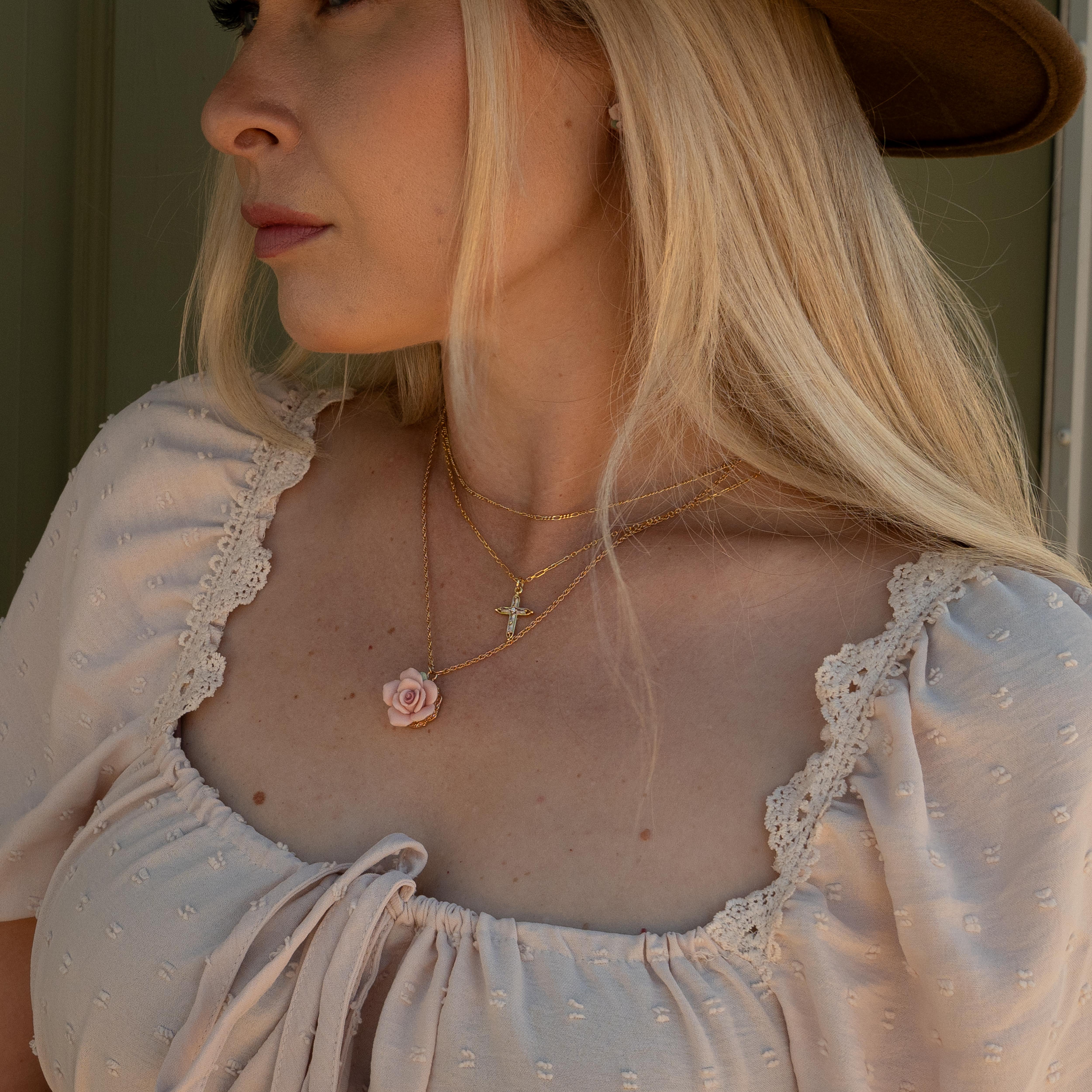 Laura Lee Gold Vermeil Crystal Cross Necklace