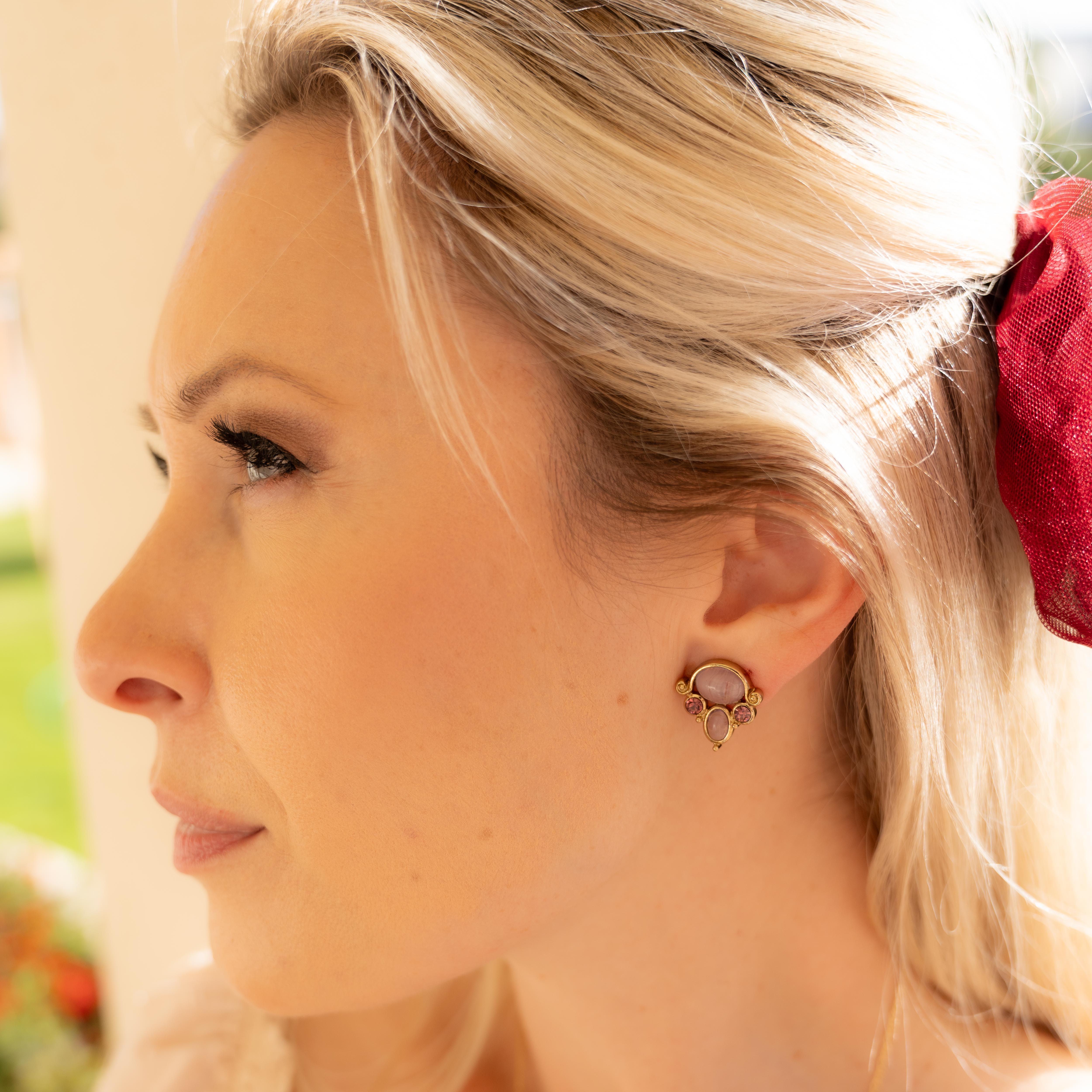 Viola Crystal Button Earrings
