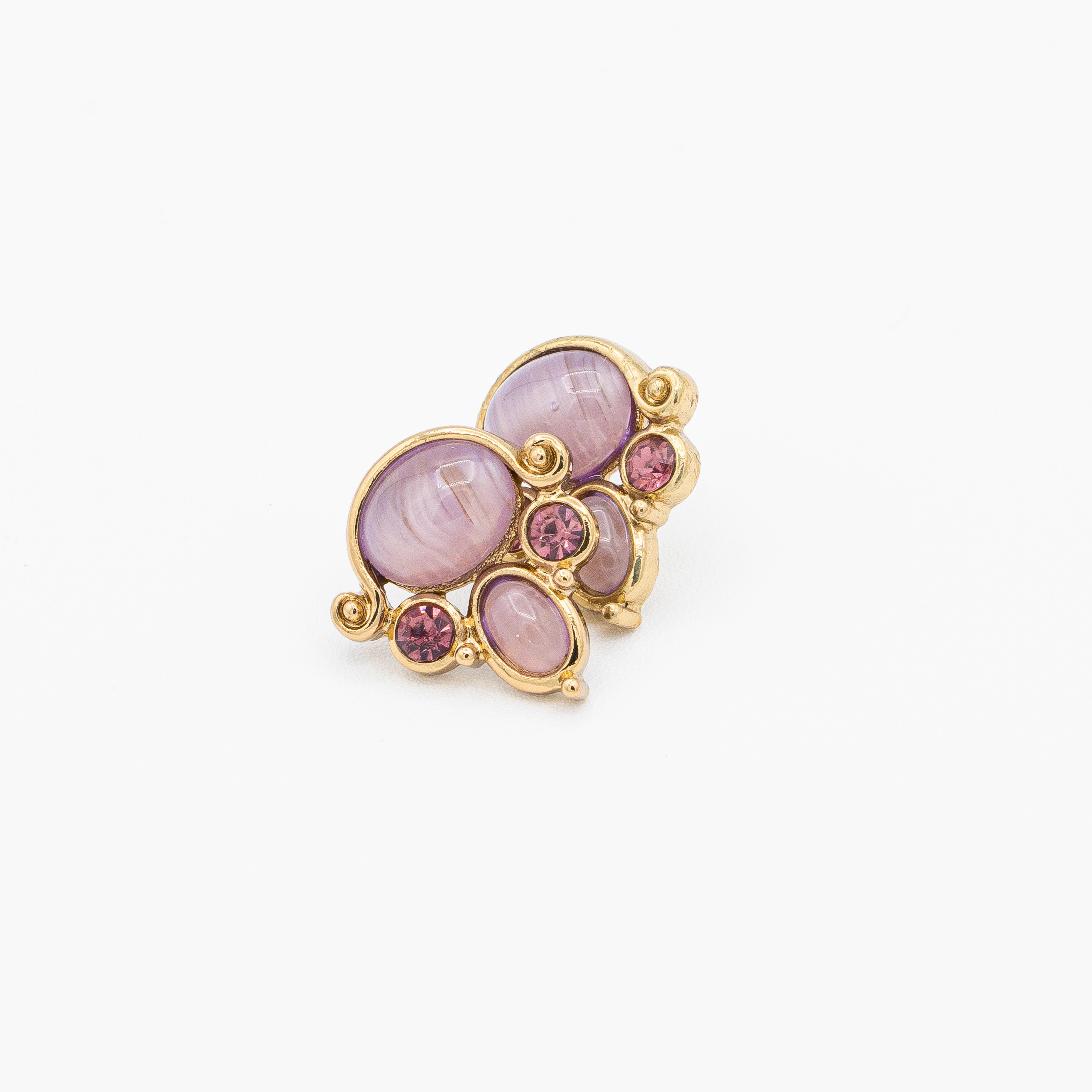 Viola Crystal Button Earrings