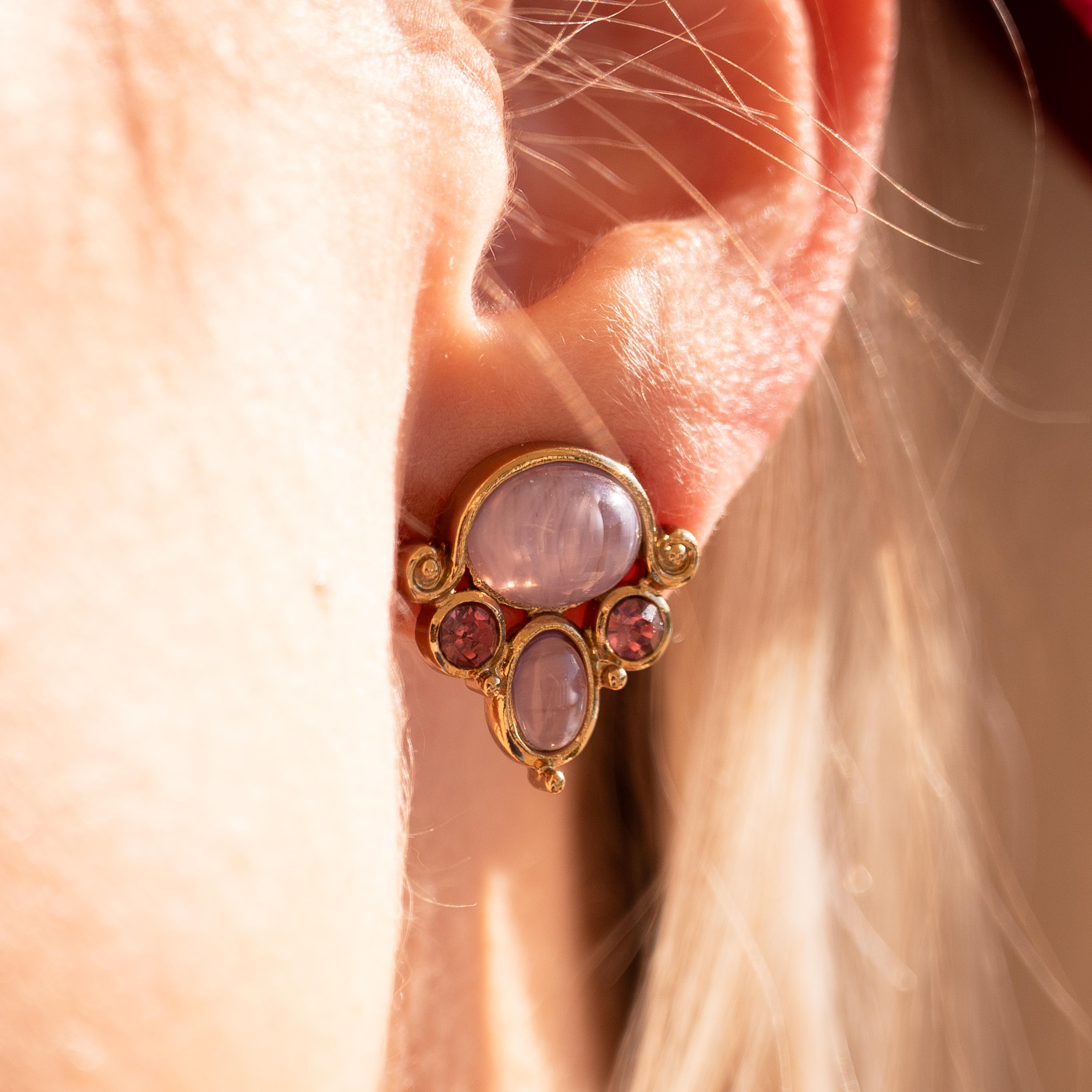 Viola Crystal Button Earrings