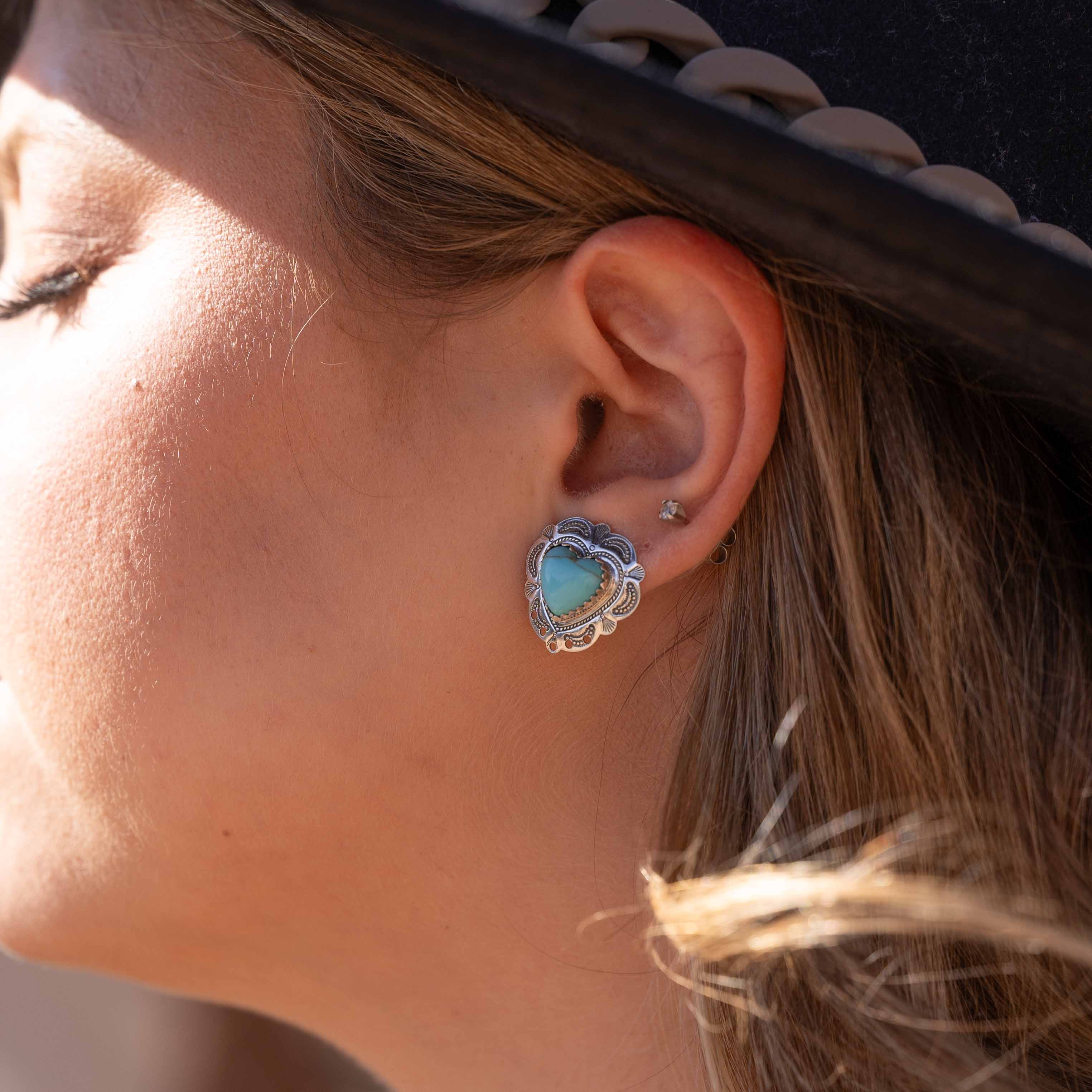 Winona Sterling Silver Turquoise Heart Post Earrings