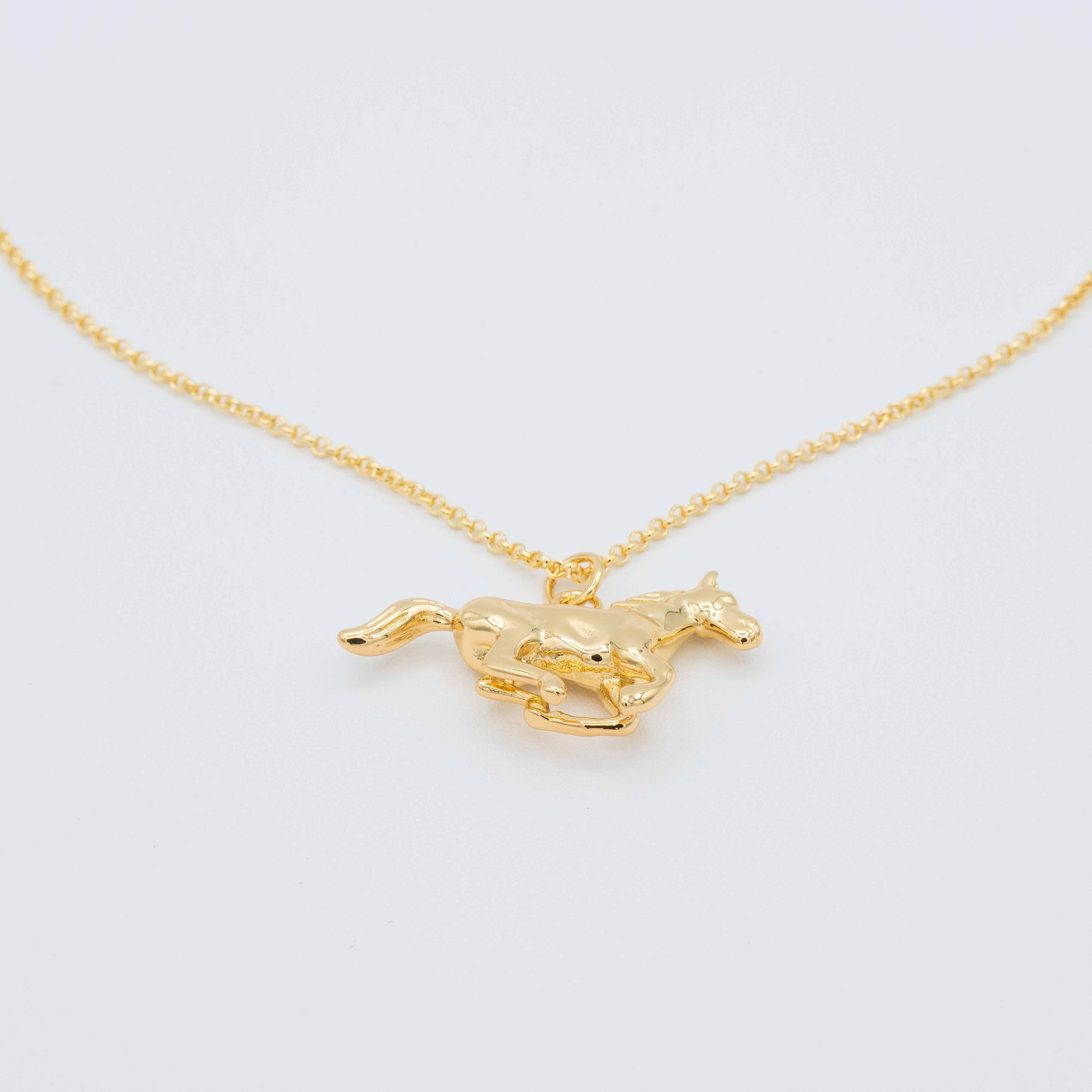 Sharon Gold Horse Necklace