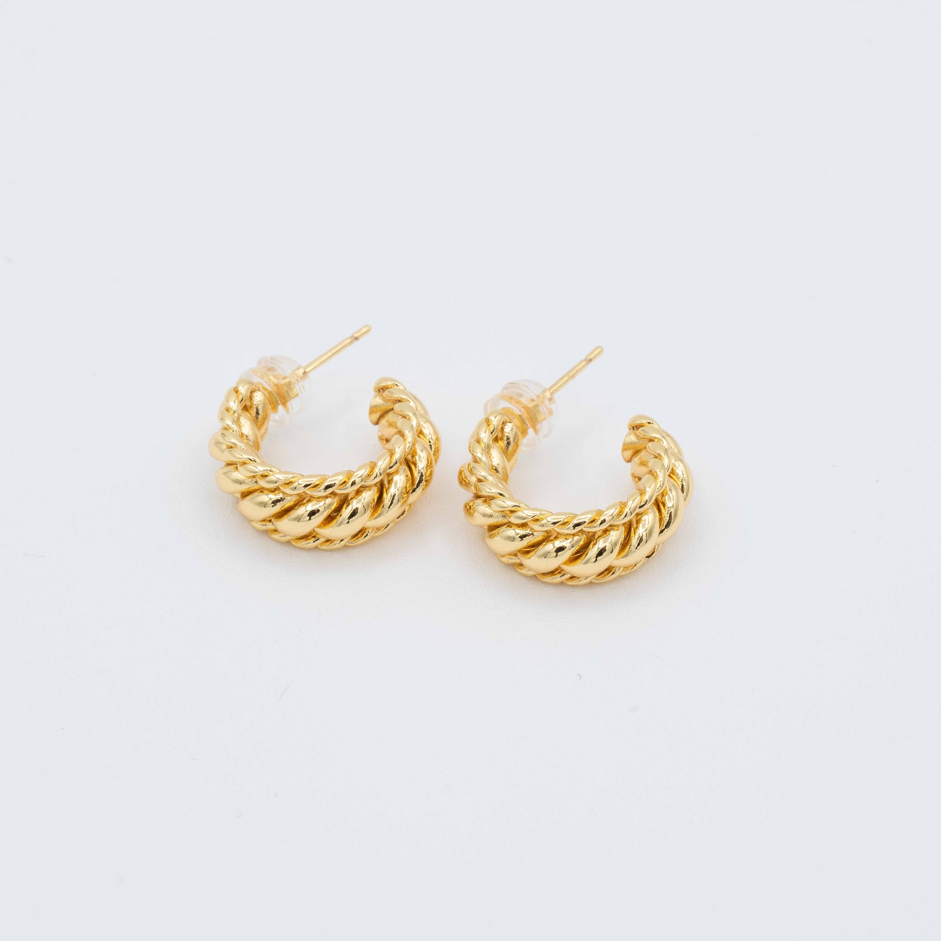 Kate Gold Triple Rope Hoop Earrings