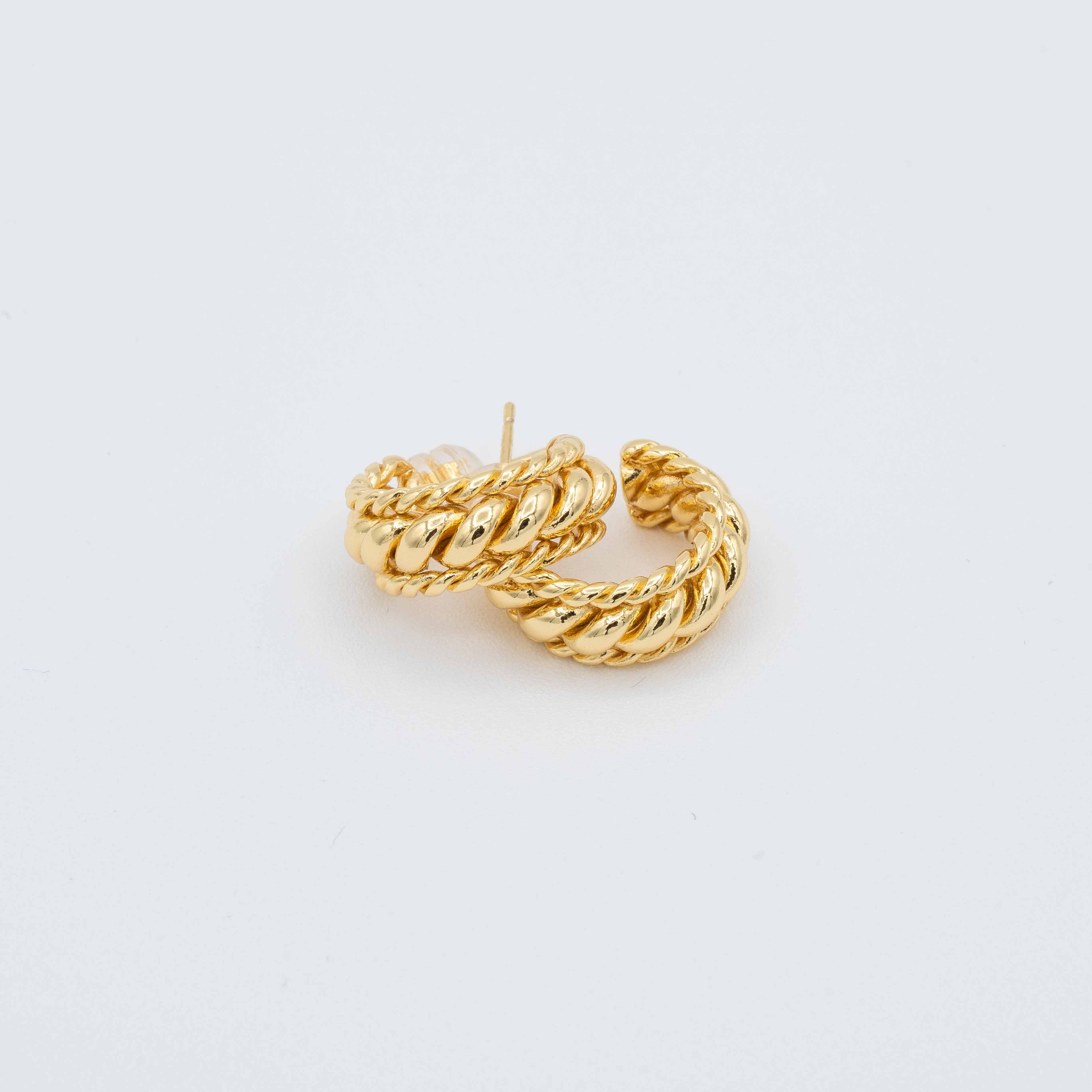Kate Gold Triple Rope Hoop Earrings