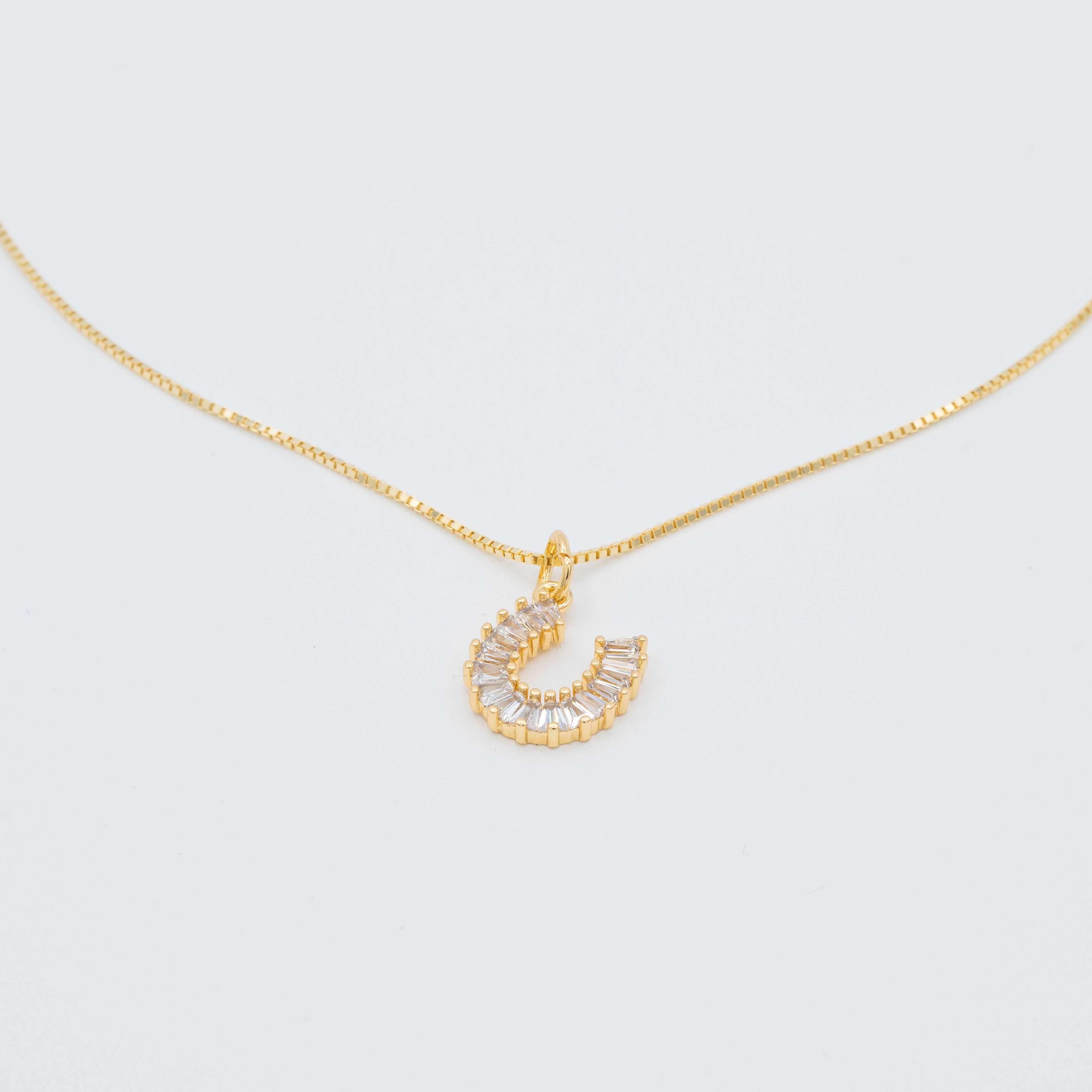 Leiah Gold Vermeil Crystal Horseshoe Necklace