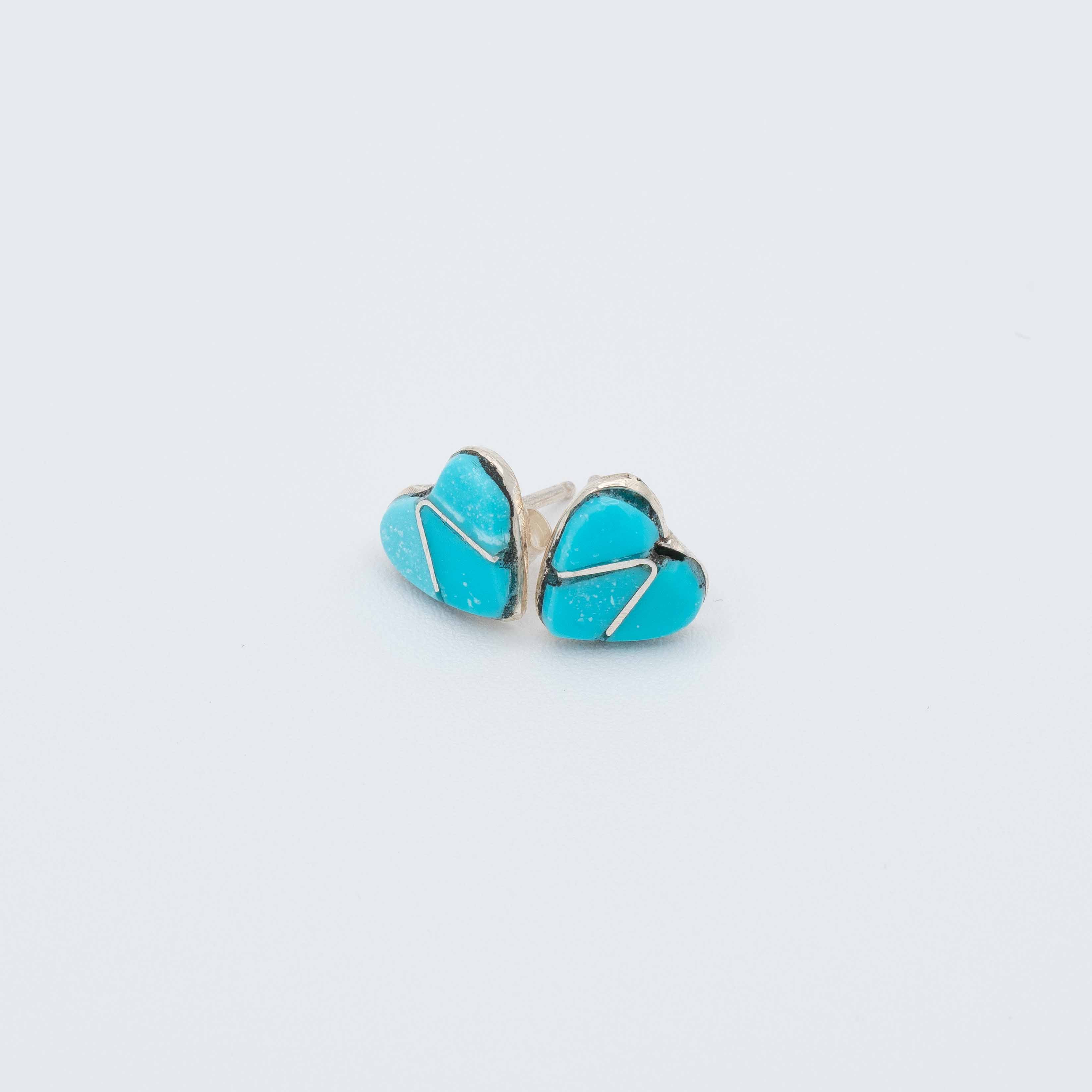 Tilly Sterling Silver Turquoise Heart Stud Earrings