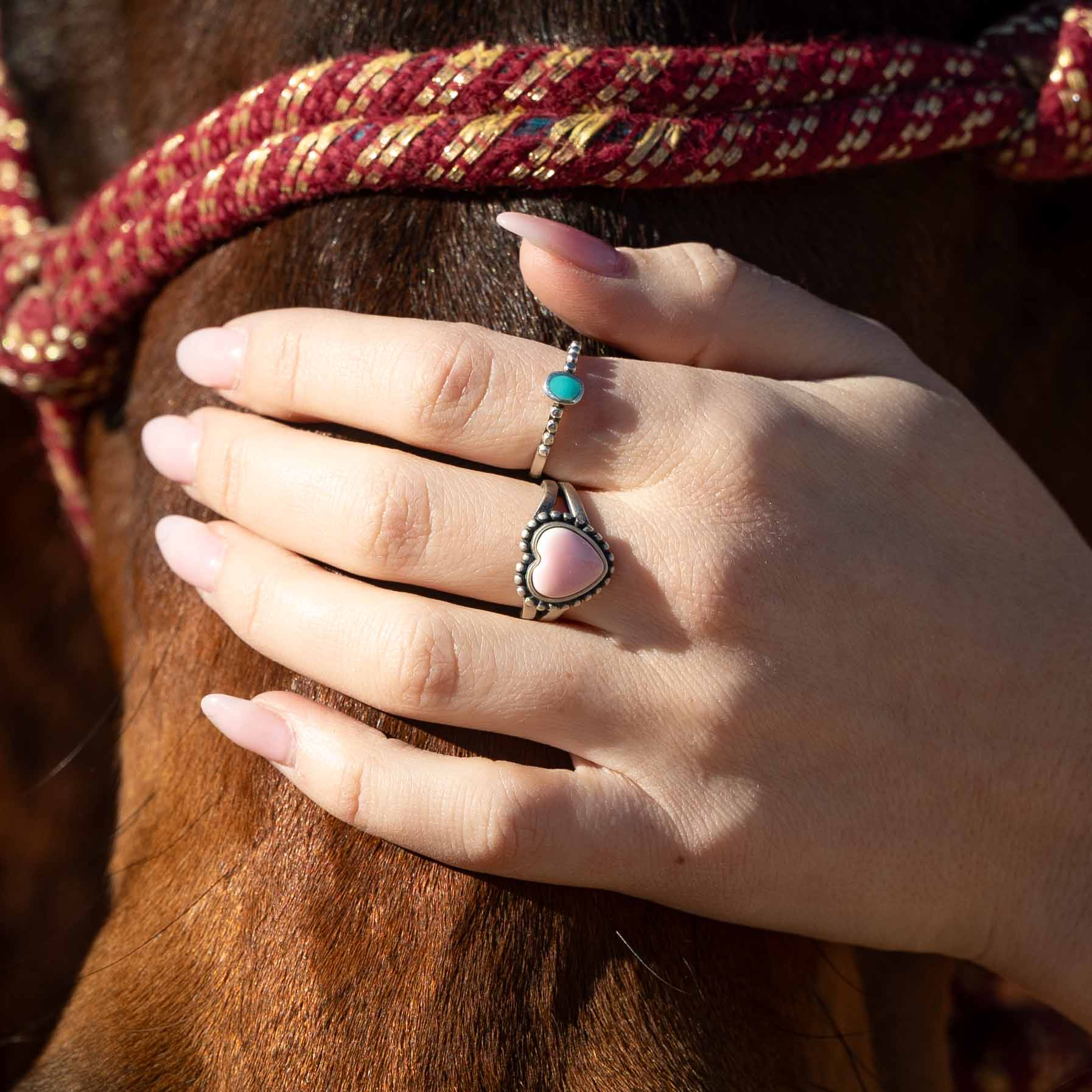 Tilly Sterling Silver Studded Turquoise Ring