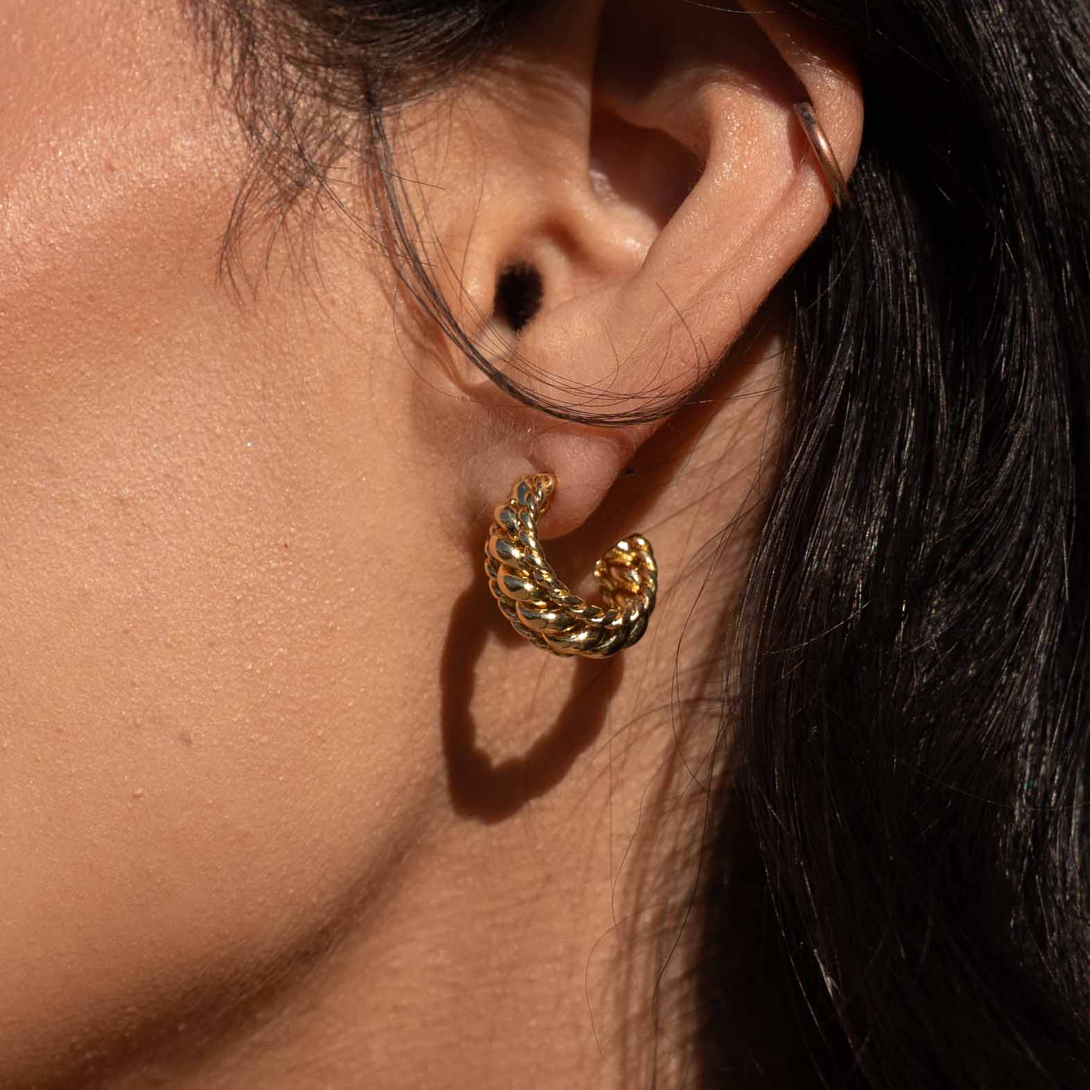 Kate Gold Triple Rope Hoop Earrings