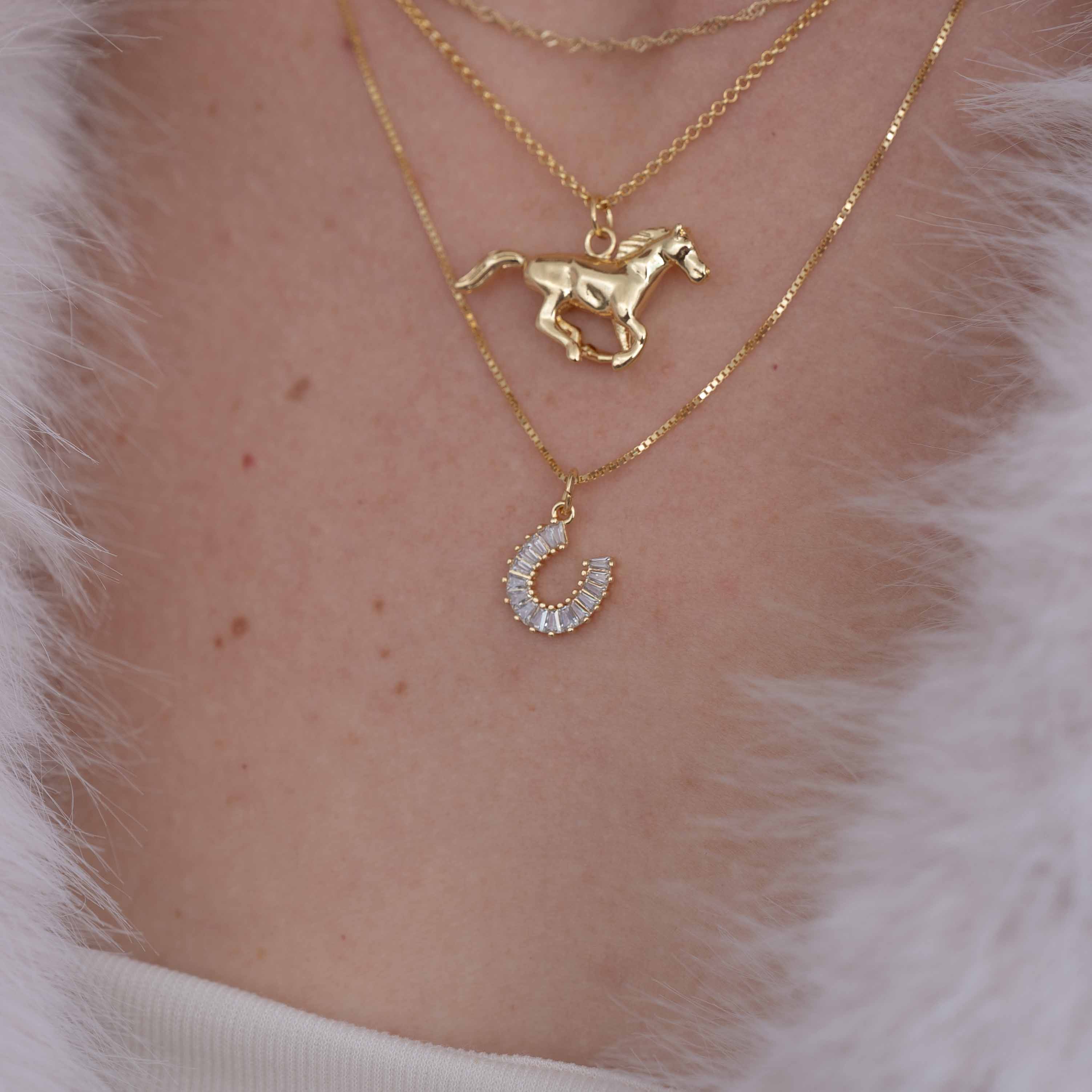 Leiah Gold Vermeil Crystal Horseshoe Necklace