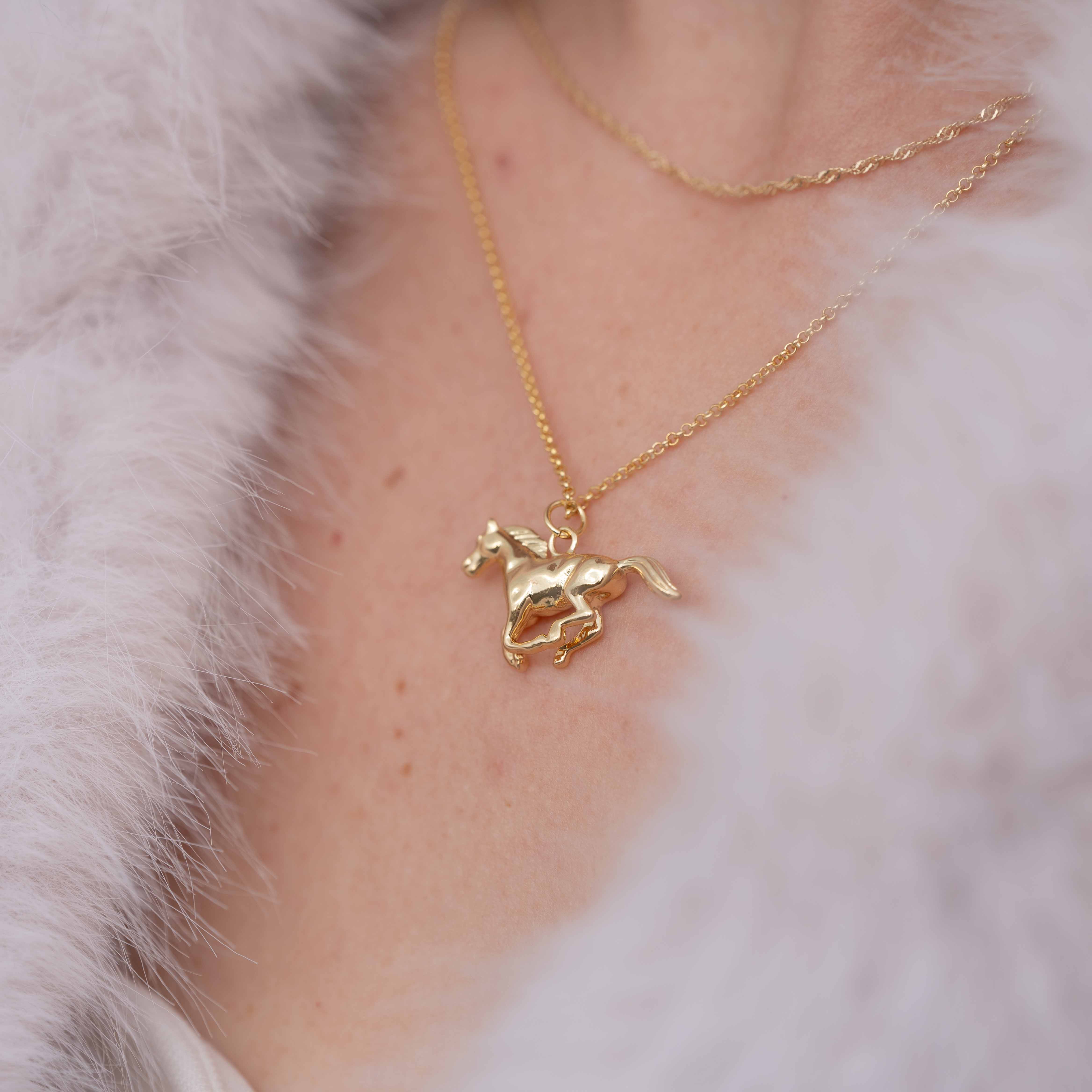 Sharon Gold Horse Necklace