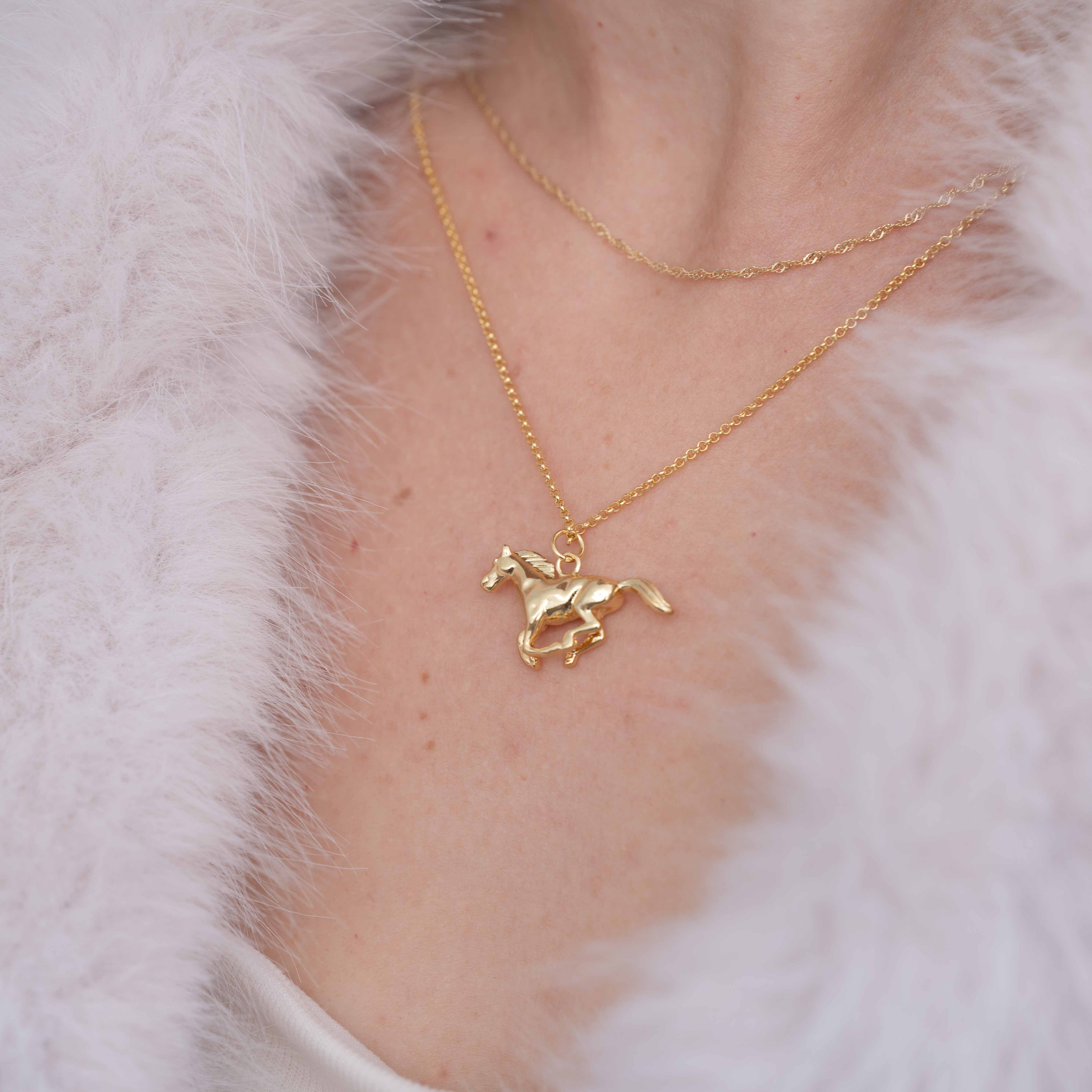 Sharon Gold Horse Necklace