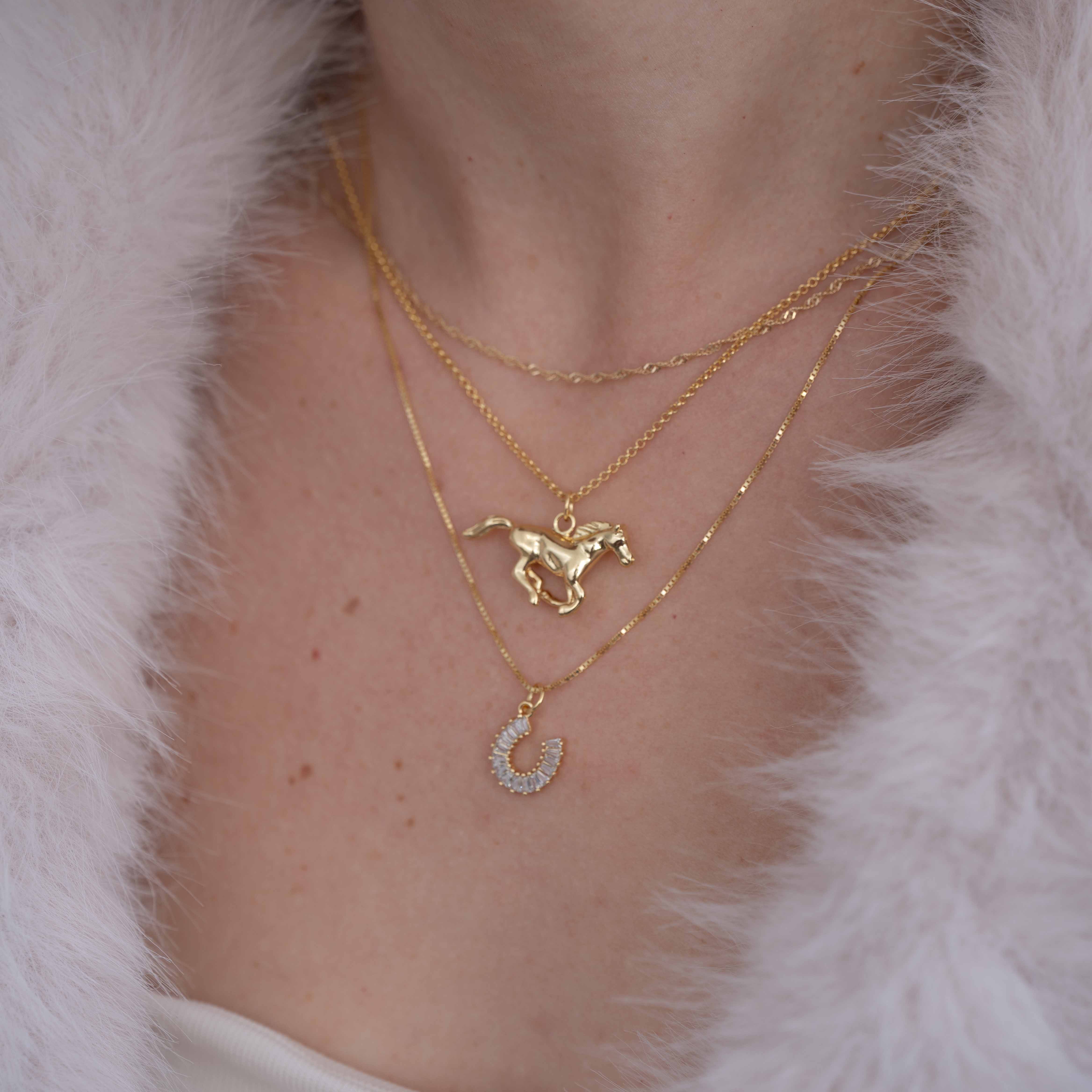 Leiah Gold Vermeil Crystal Horseshoe Necklace