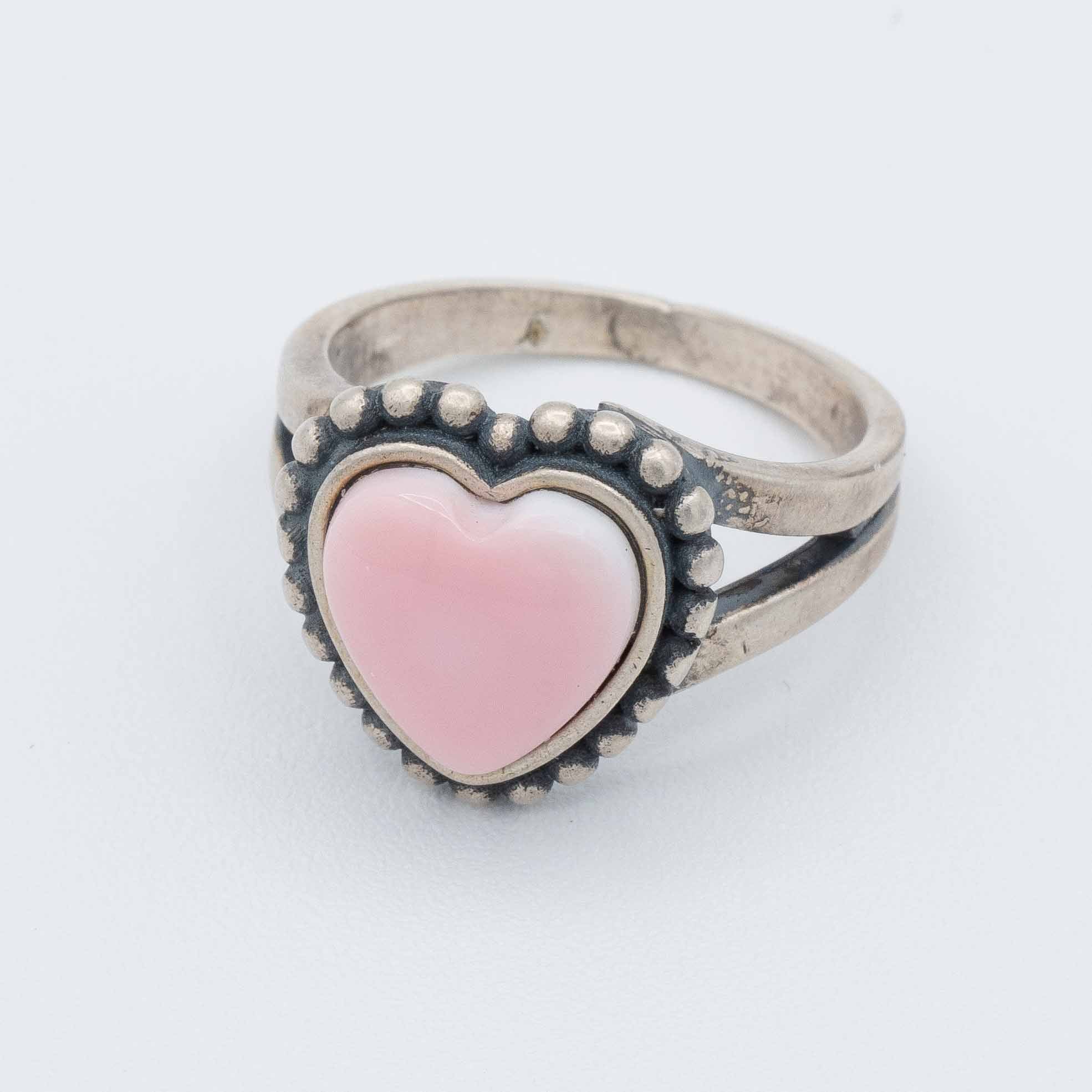 Jolene Sterling Silver Pink Conch Heart Ring