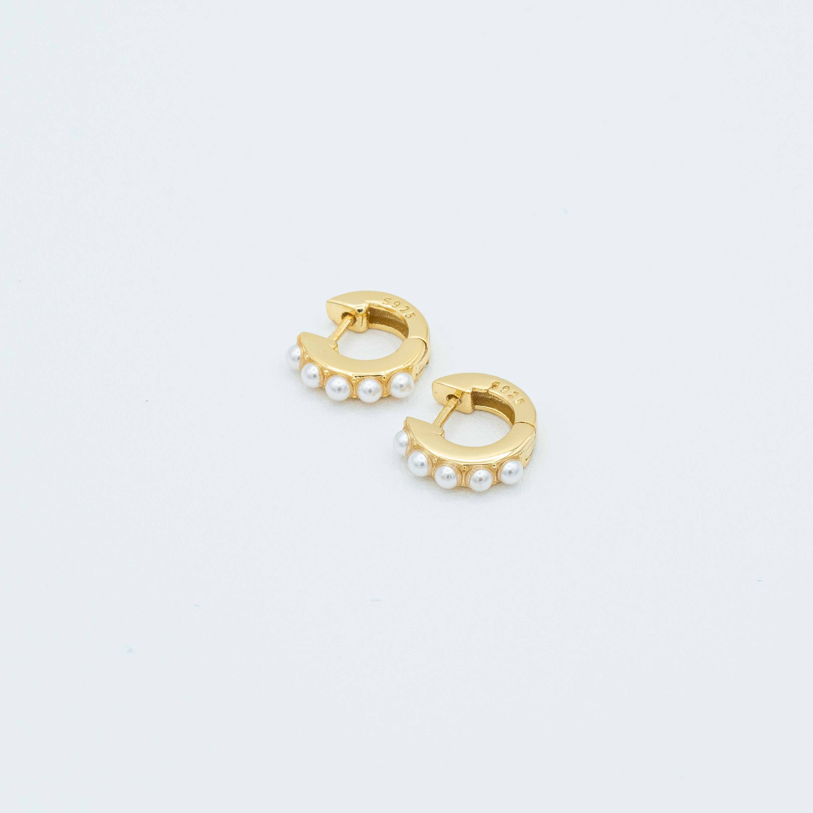 Charlotte Gold Vermeil Pearl Huggie Earrings