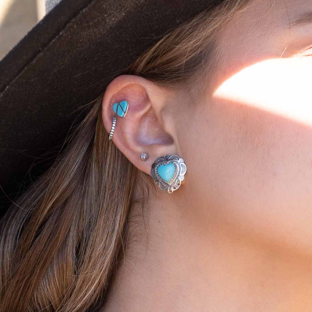 Winona Sterling Silver Turquoise Heart Post Earrings