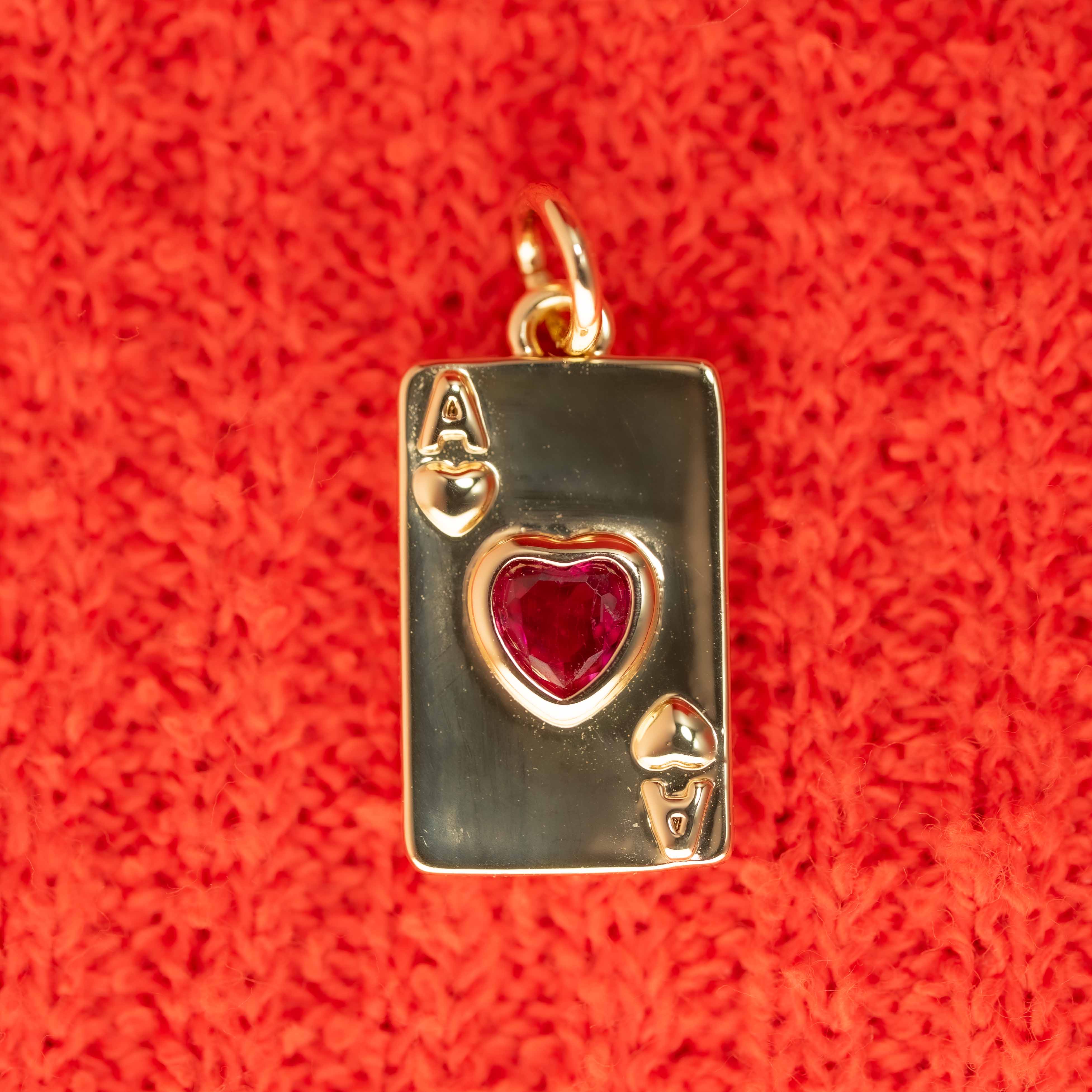 Gem Ace of Hearts Charm