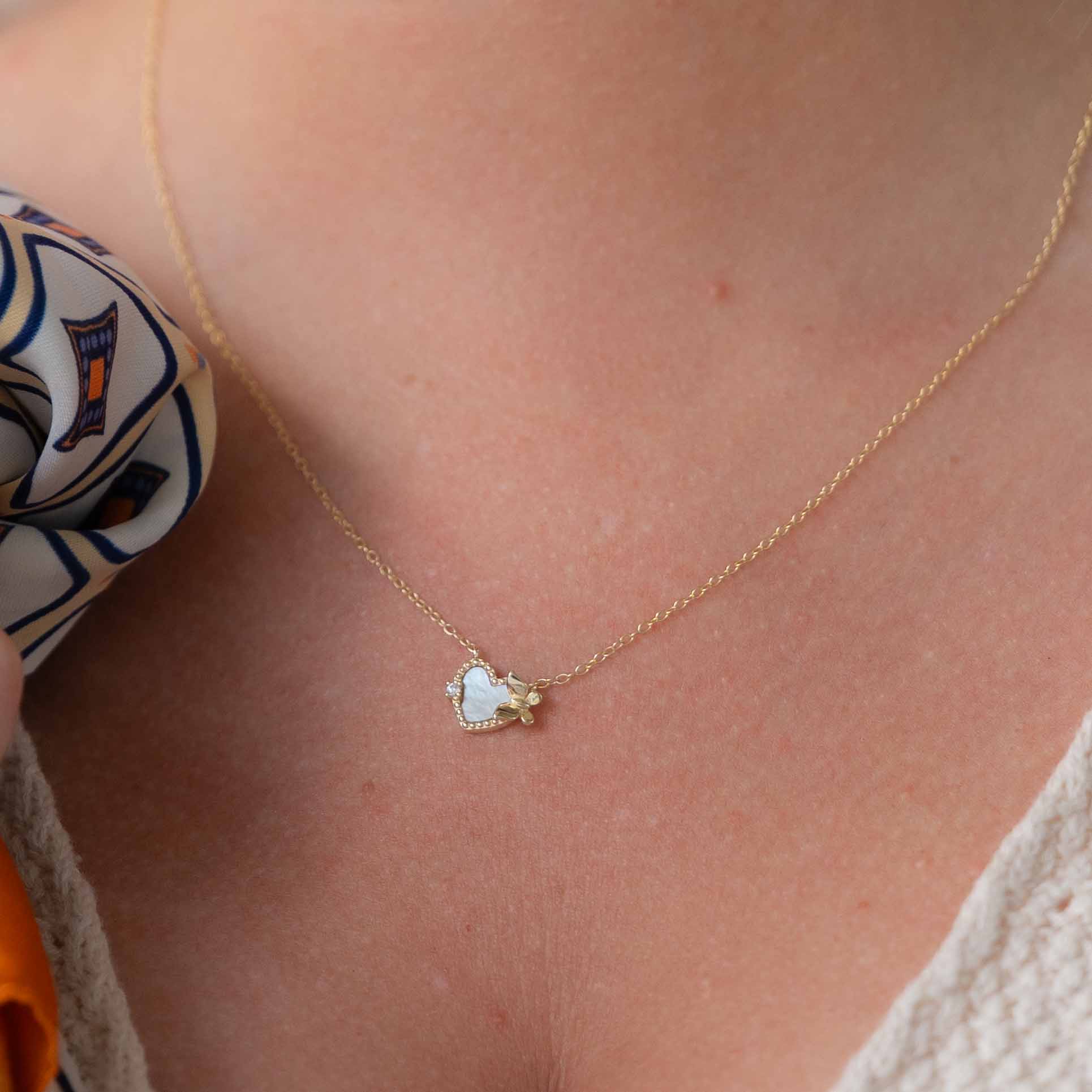 Brigitte Gold Mop Butterfly Heart Necklace *Limited Edition*