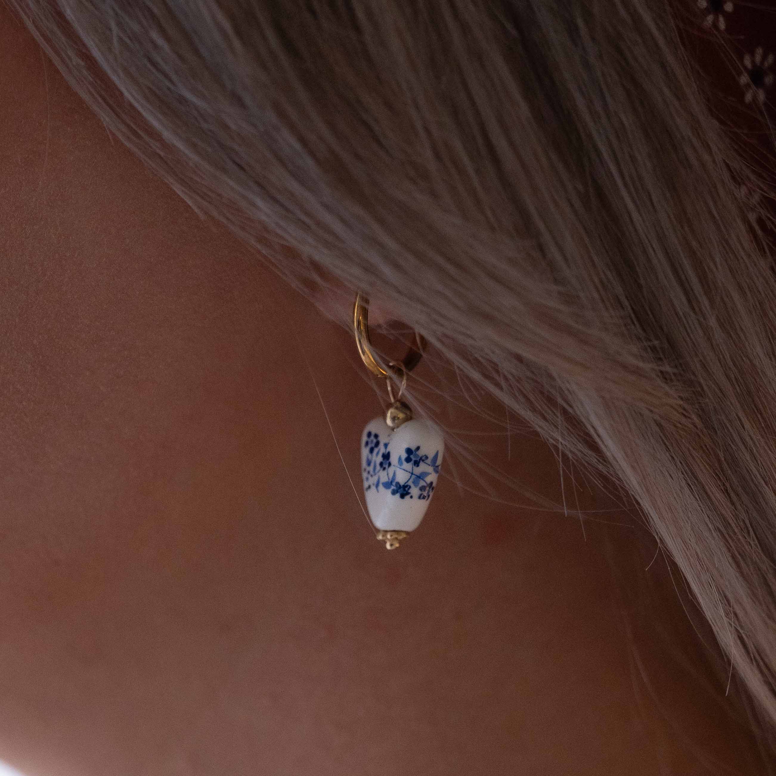 Olivia Gold Porcelain Heart Charm Earrings
