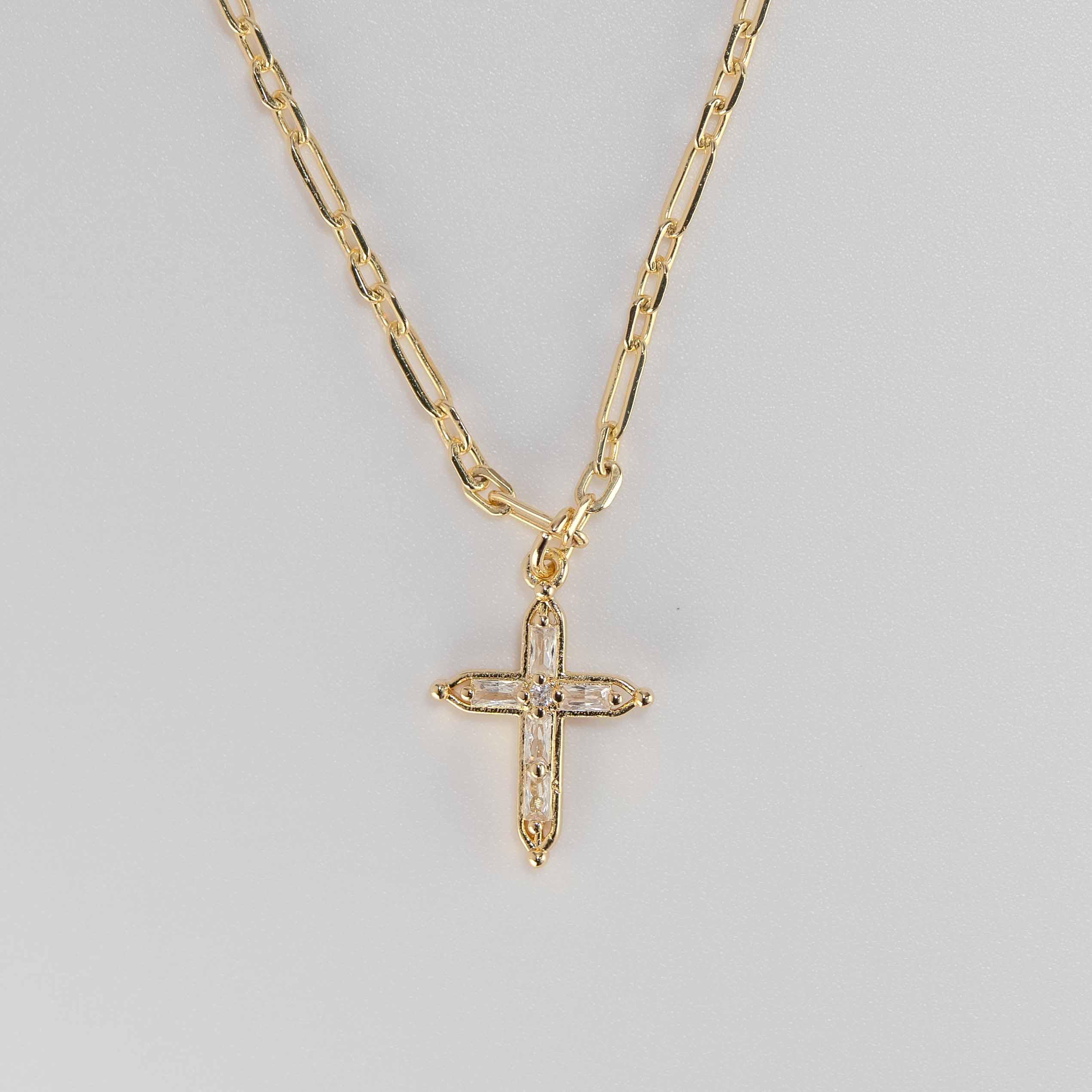 Laura Lee Gold Vermeil Crystal Cross Necklace